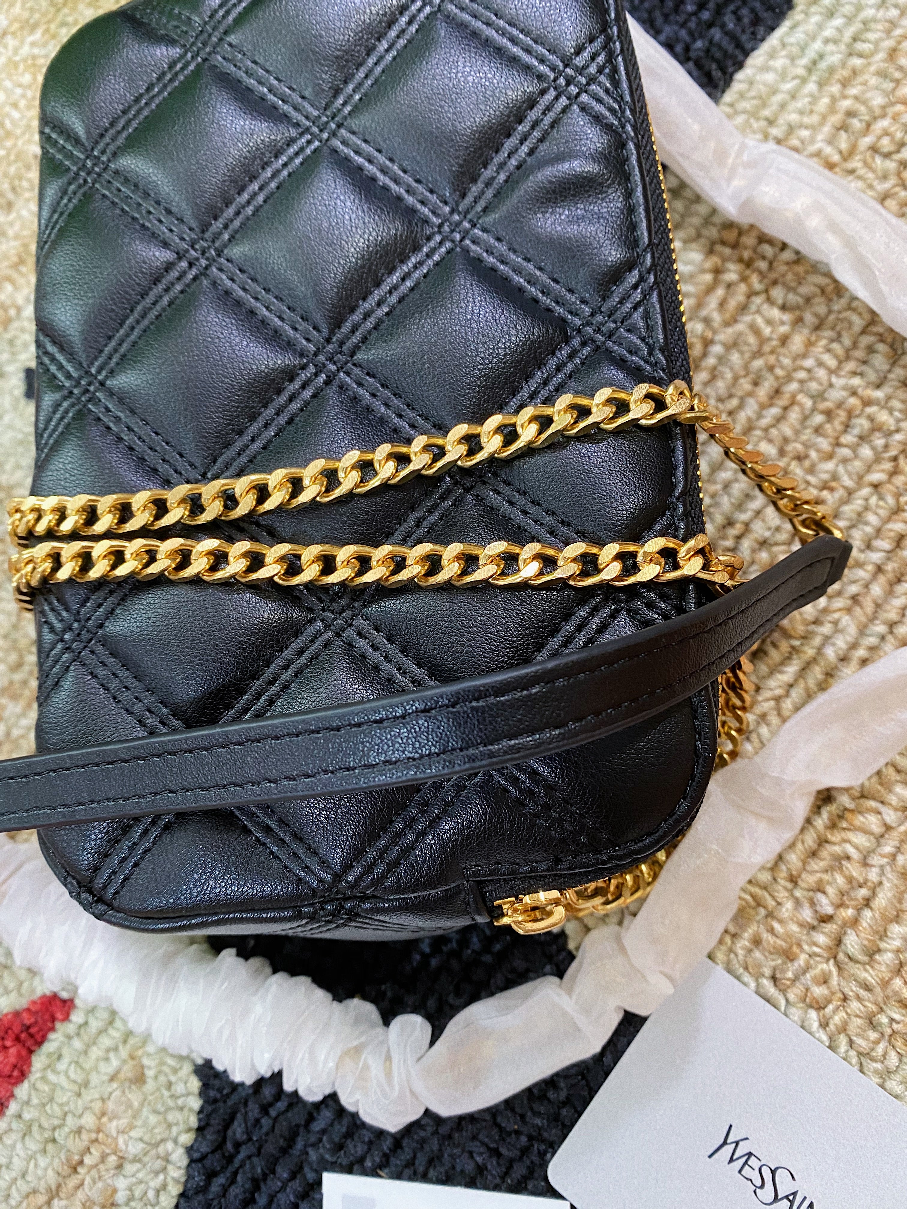 [TOP] Yves Saint Laurent YSL YSL Black Becky Double Zip Pouch