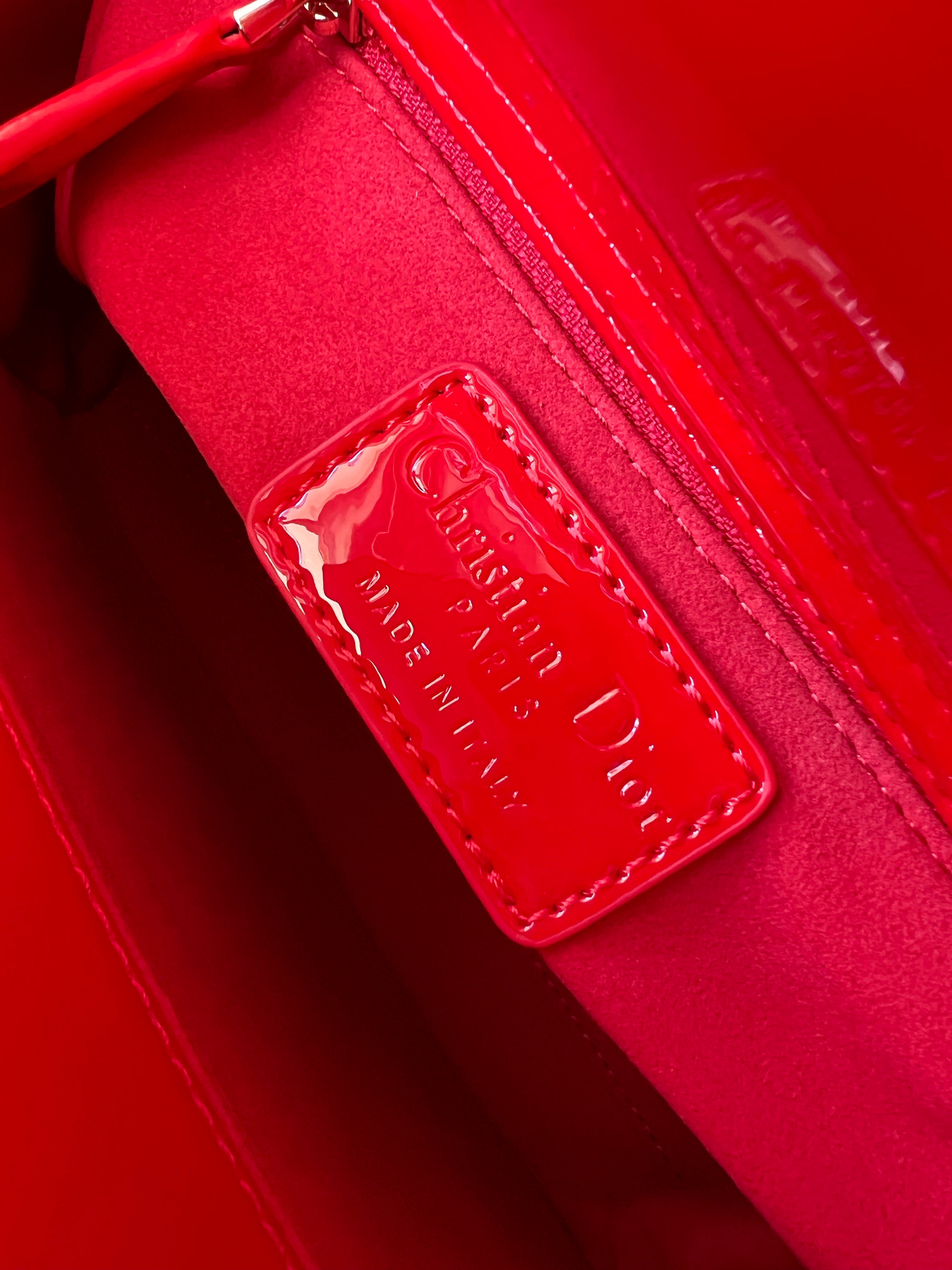 [Top] Christian Dior Lady Christian Dior Bag Patent ABC Small - Red Cherry