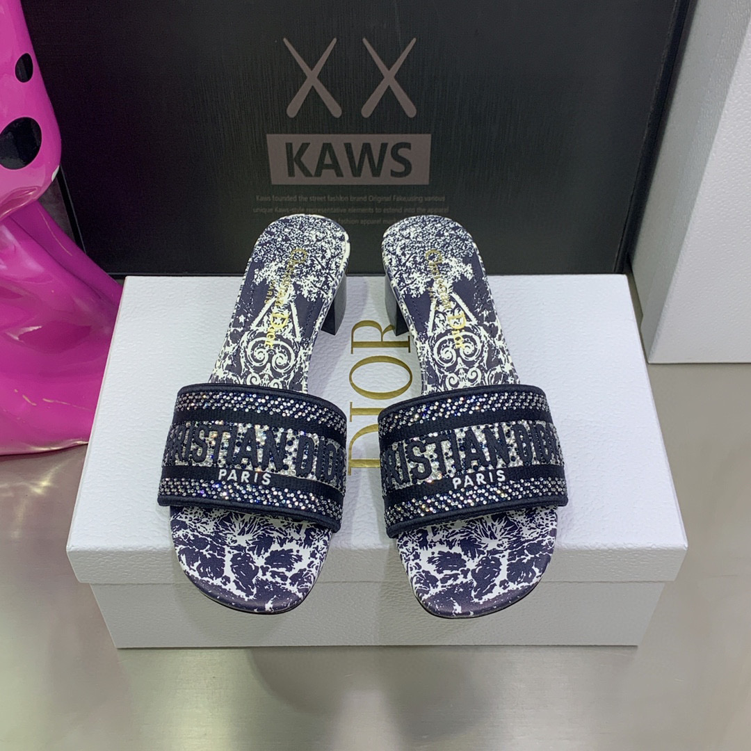 [TOP] Christian Dior Around the World Stella Embroidered high heels Slides - 5 Colours