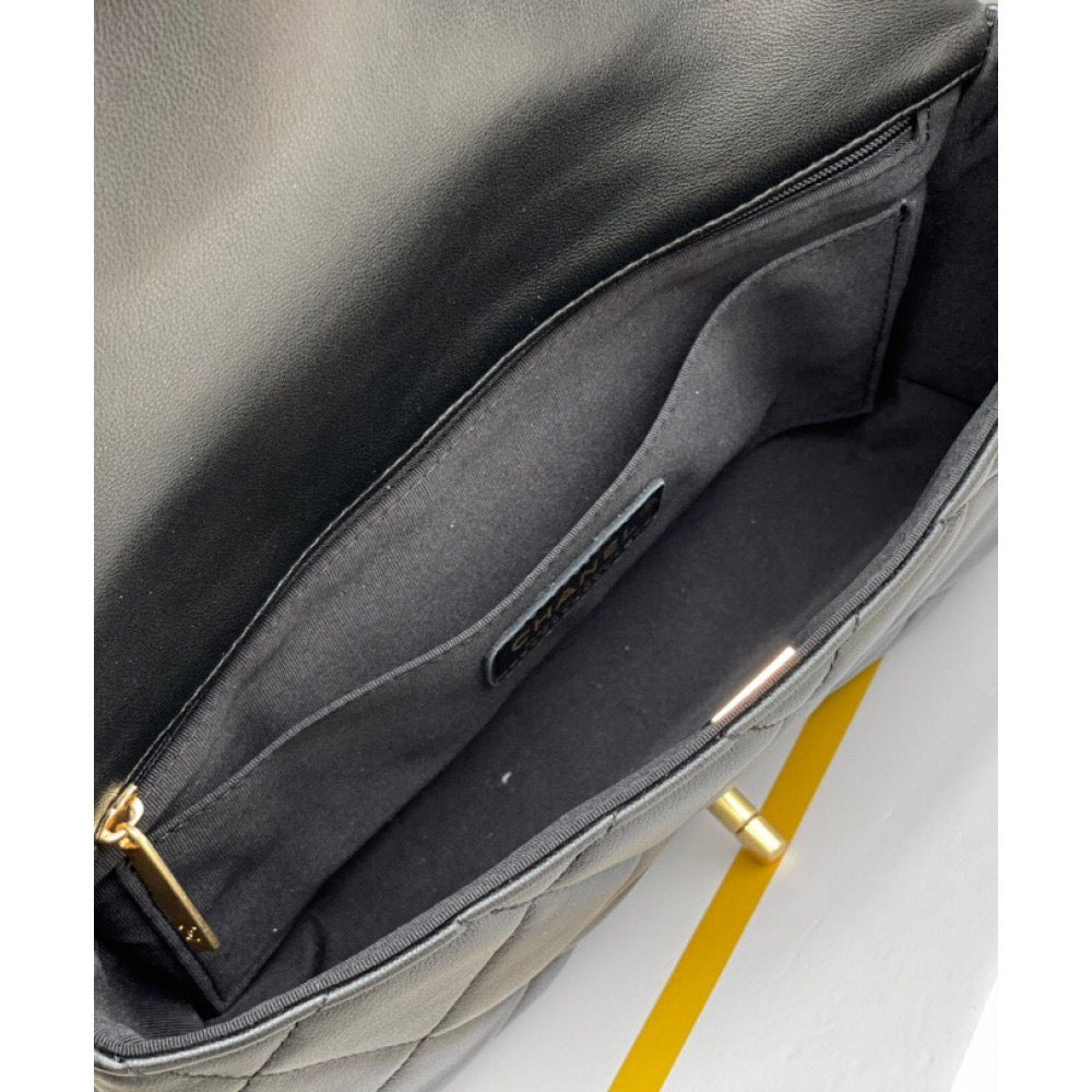 [TOP] CHANEL Flap Chain Bag Pearl Logo - Black