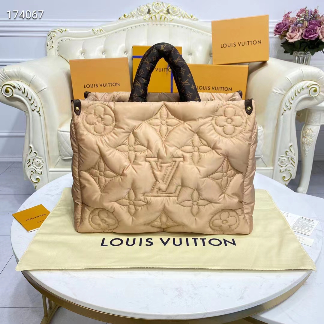 [TOP] Louis Vuitton LV ON THE GO Puffer Bag GM  41x34x19cm- Black/Beige