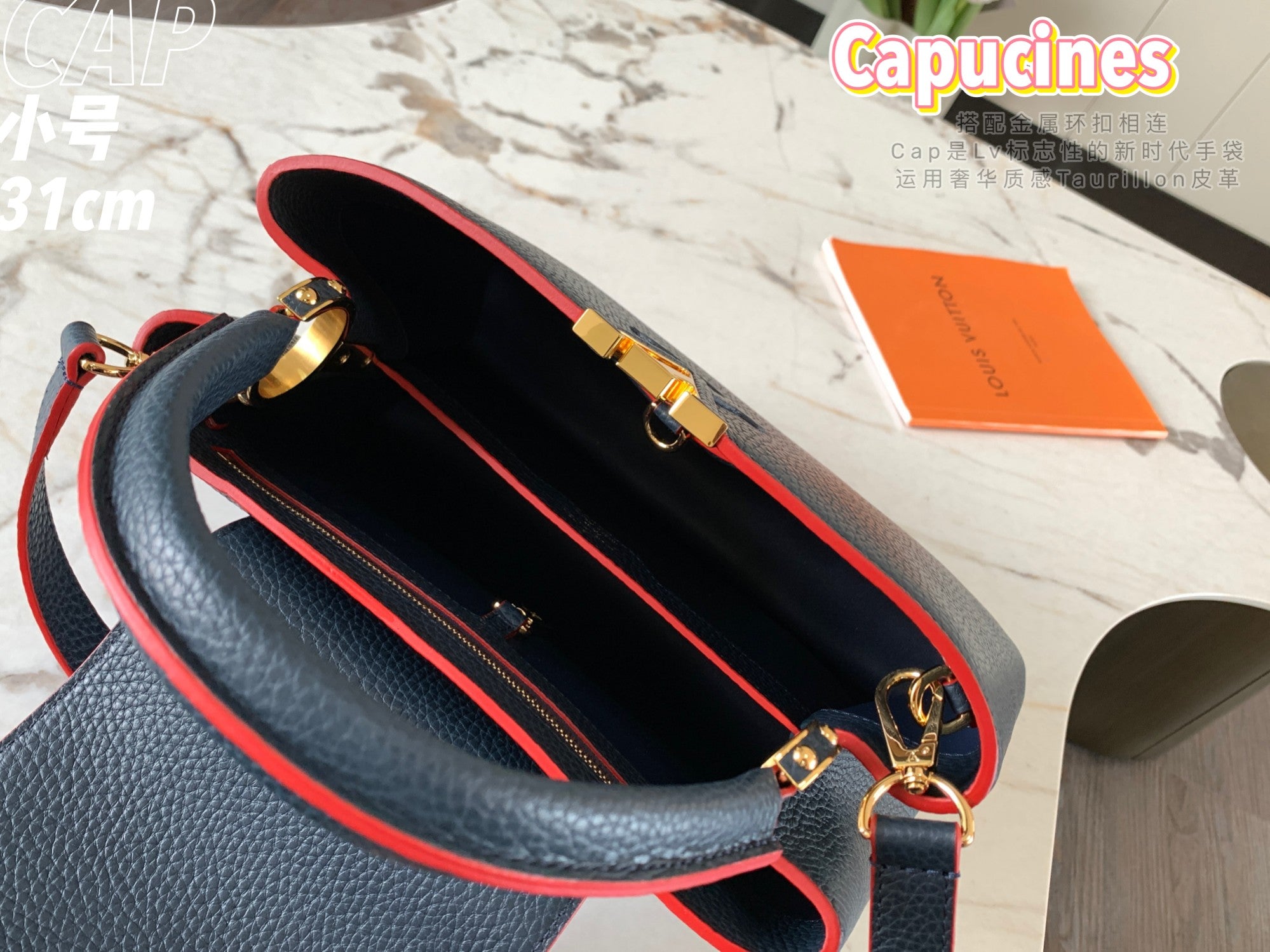 [TOP] Louis Vuitton LV Capucines MM 31x20x11cm  - Navy