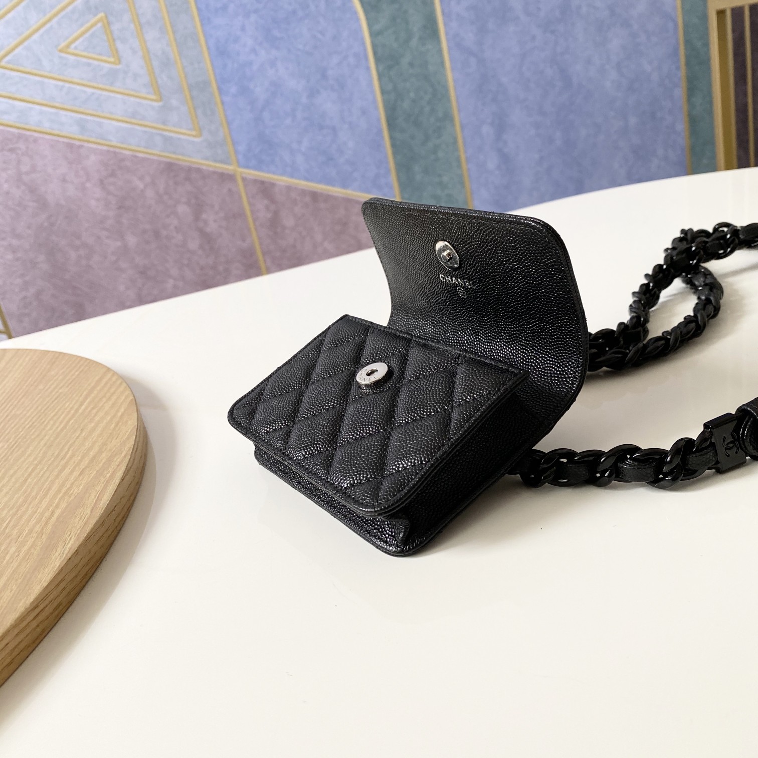 [TOP] CHANEL Fanny Pack Bag 12.5* 9cm - Black