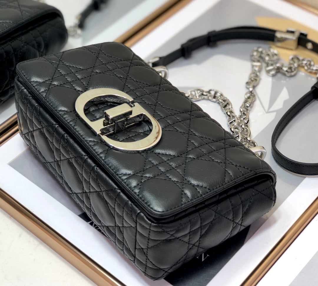 [TOP] Christian Dior Caro Bag Small - Black and Silver