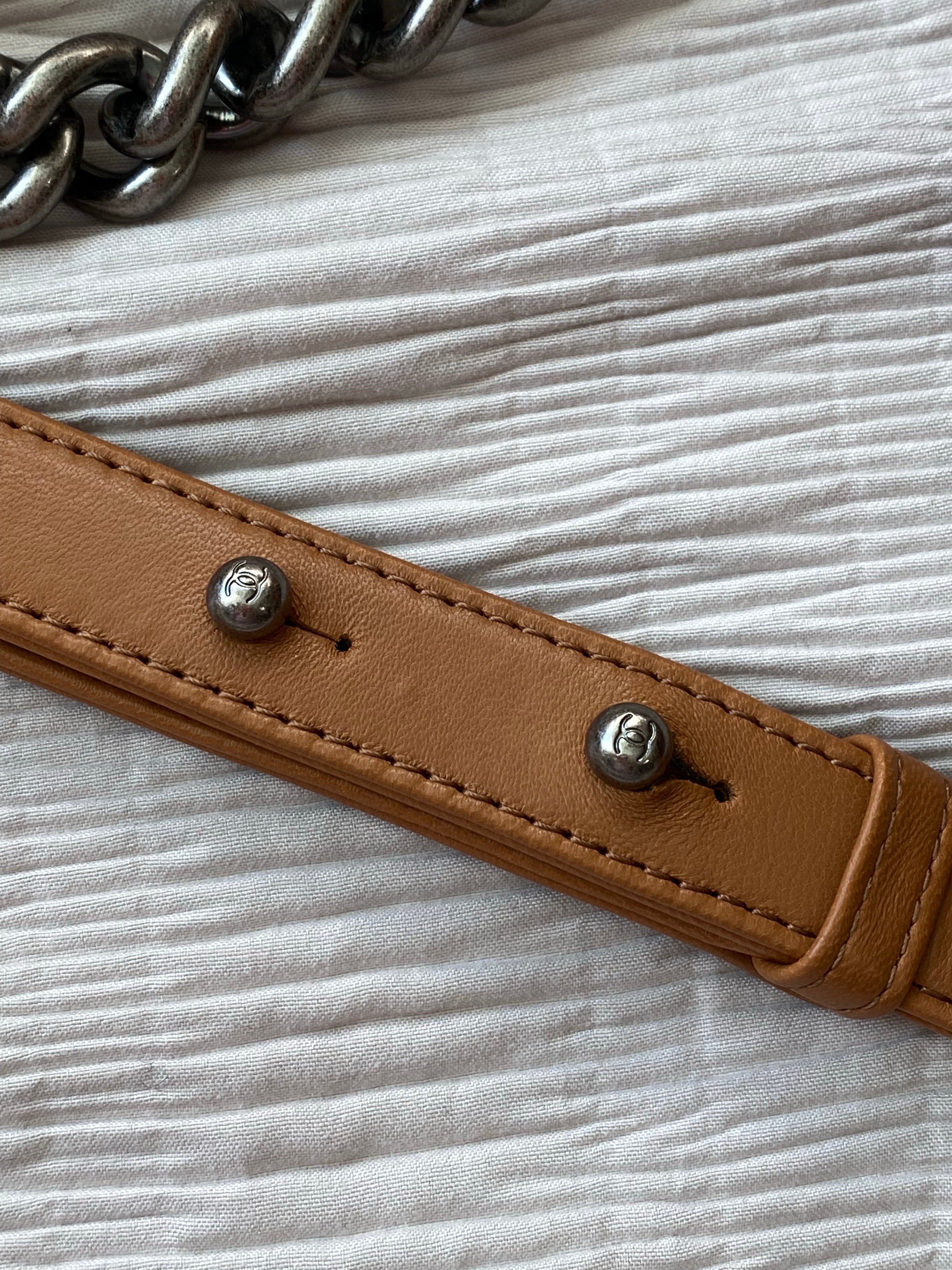 [TOP] CHANEL Boy Bag Quilted Medium 25cm - Brown & SHW