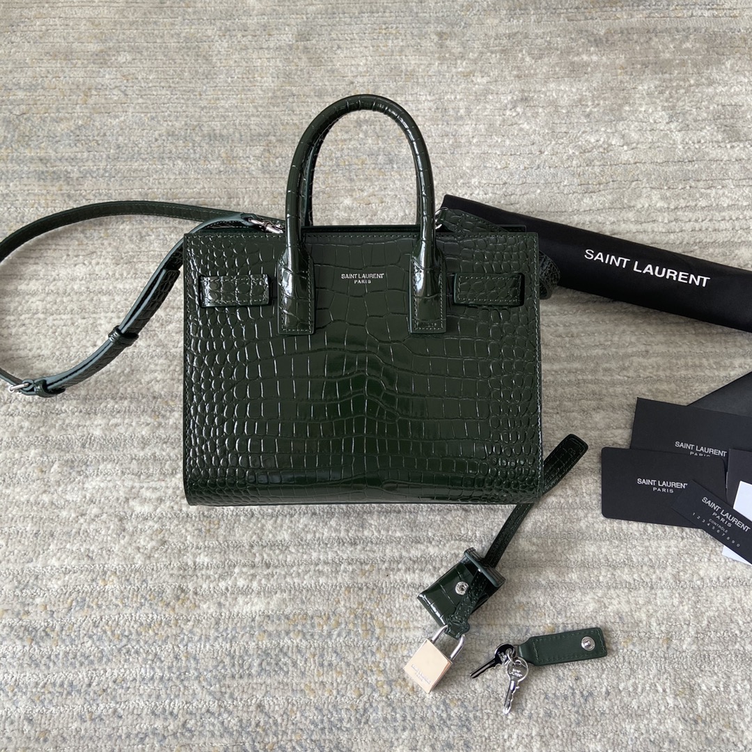 [TOP] Yves Saint Laurent YSL Sac De Jour Crocodile Handbag