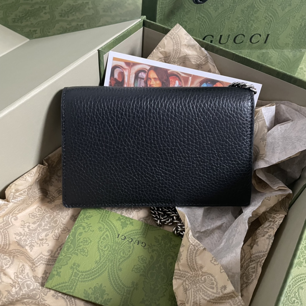 [TOP] GUCCI Dionysus Small Shoulder Bag 16.5x10x4cm - Black & Grey & White-SHW