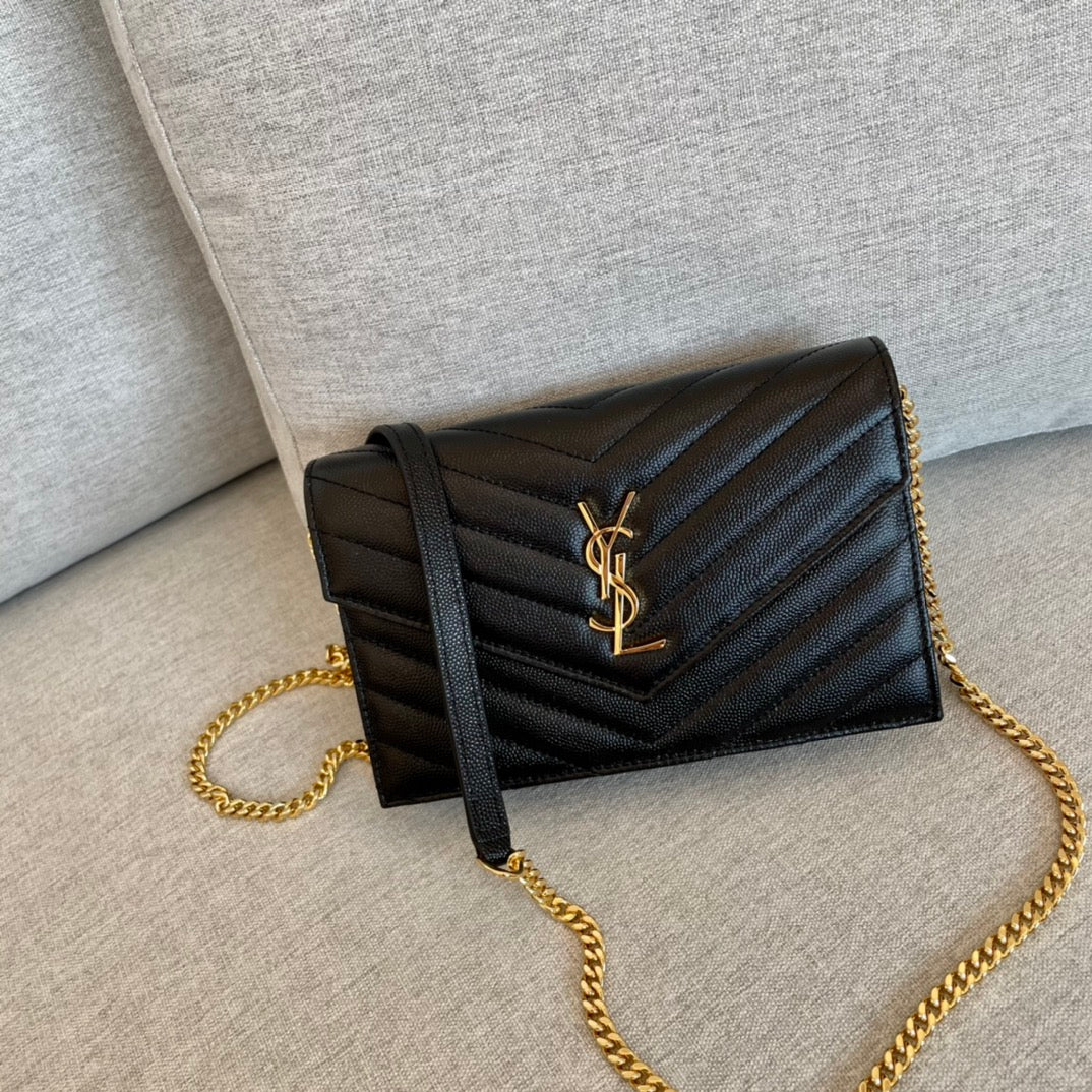 [TOP] Yves Saint Laurent YSL Envelope WOC Bag 19cm - Black