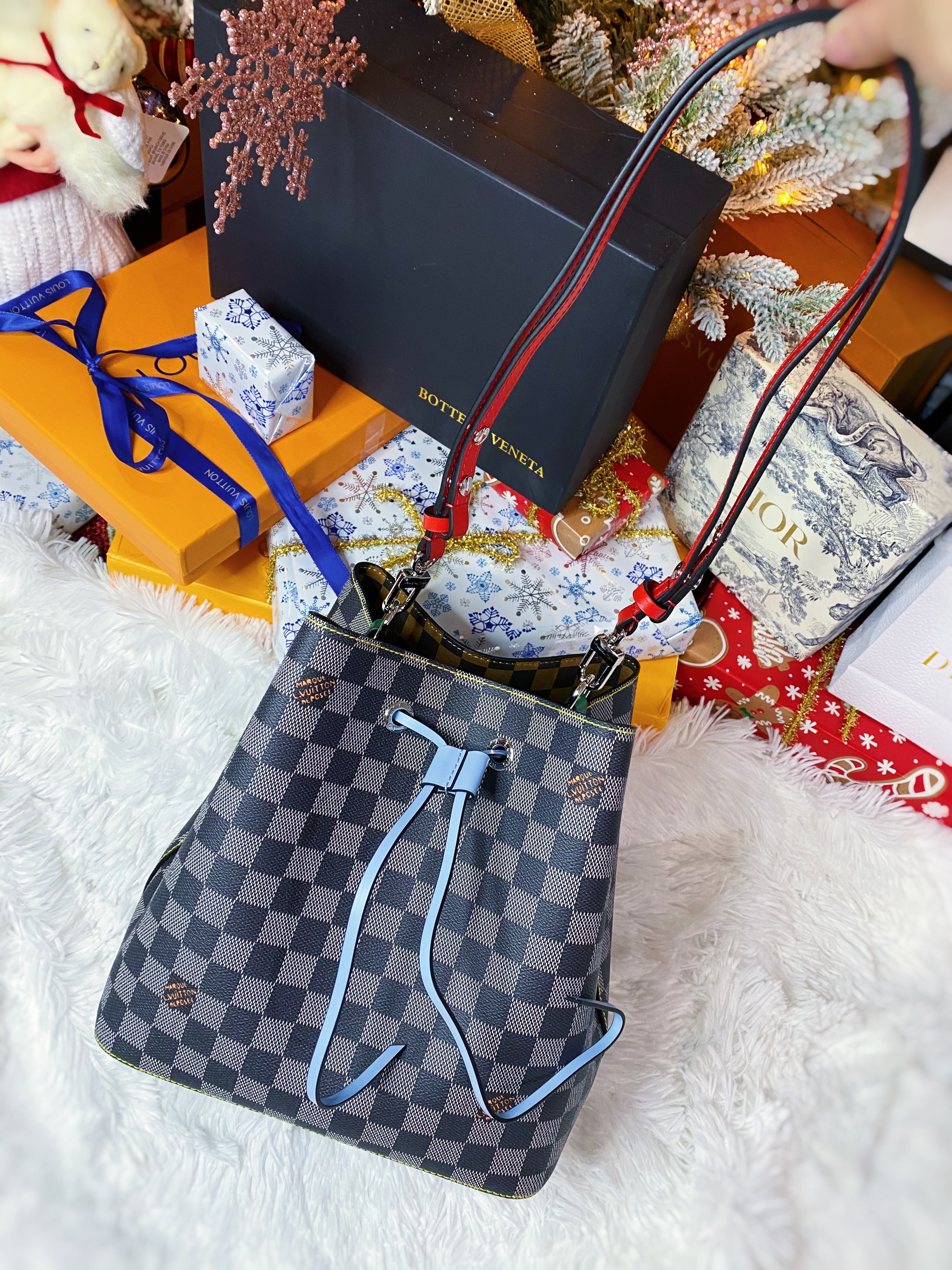 [TOP] Louis Vuitton LV Noe Bag 34x26x19cm- Damier Black/White Bag