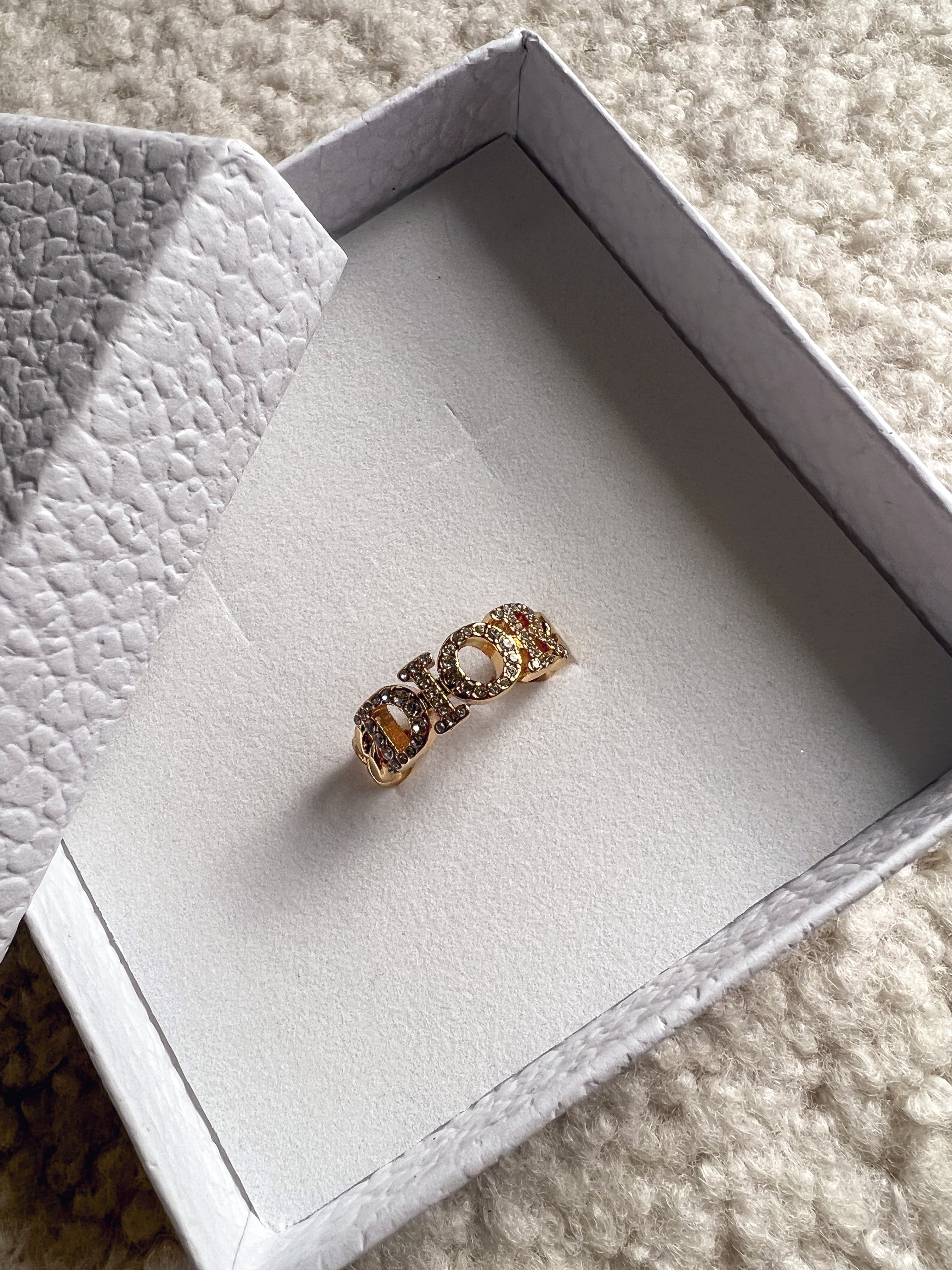 [TOP] Christian Dior Evolution Ring Gold-Finish and White Stones