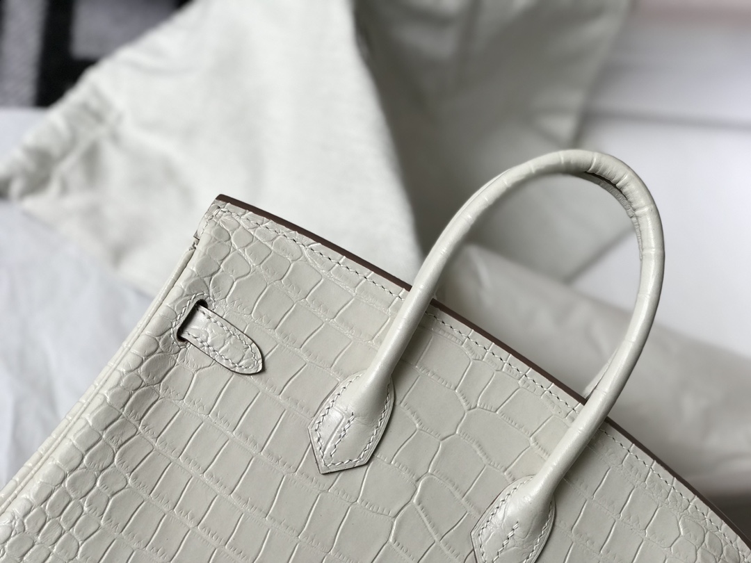 [TOP] HERMES Birkin Crocodile 25CM 30CM- White& GHW