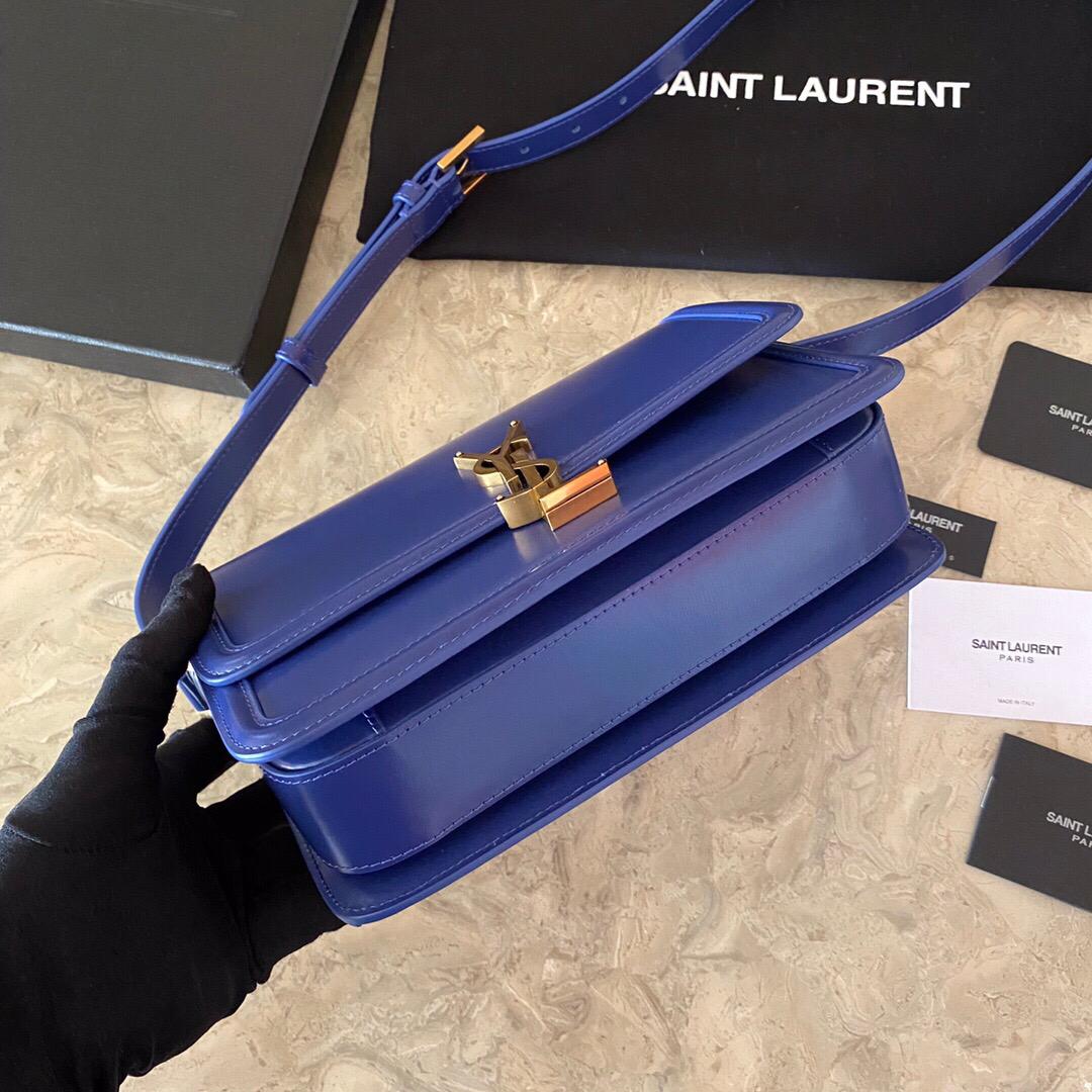 [TOP] Yves Saint Laurent YSL Solferino Medium Shoulder Bag - Blue Charron