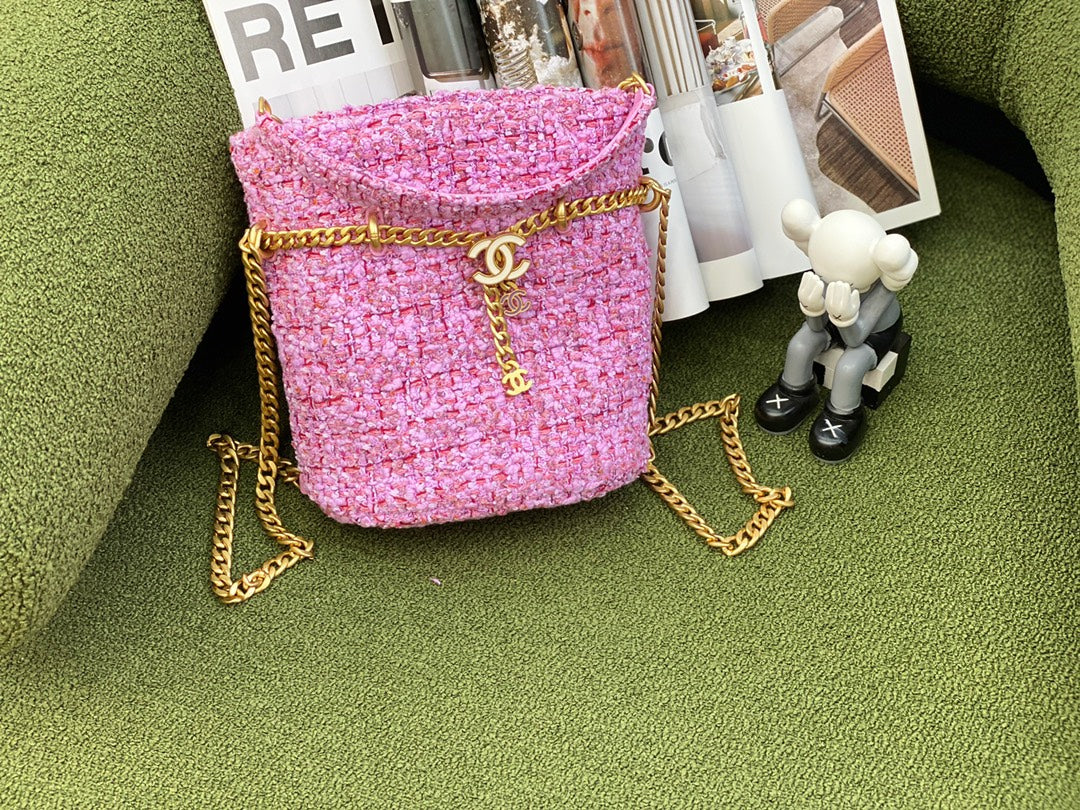 [TOP] CHANEL Bucket Tweed Bag  2022 - Purple