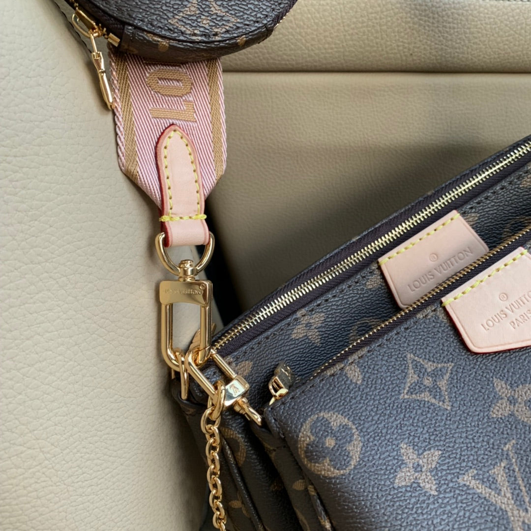 [TOP] Louis Vuitton LV Multi Pochette Monogram 21X12X3cm- Pink Strap
