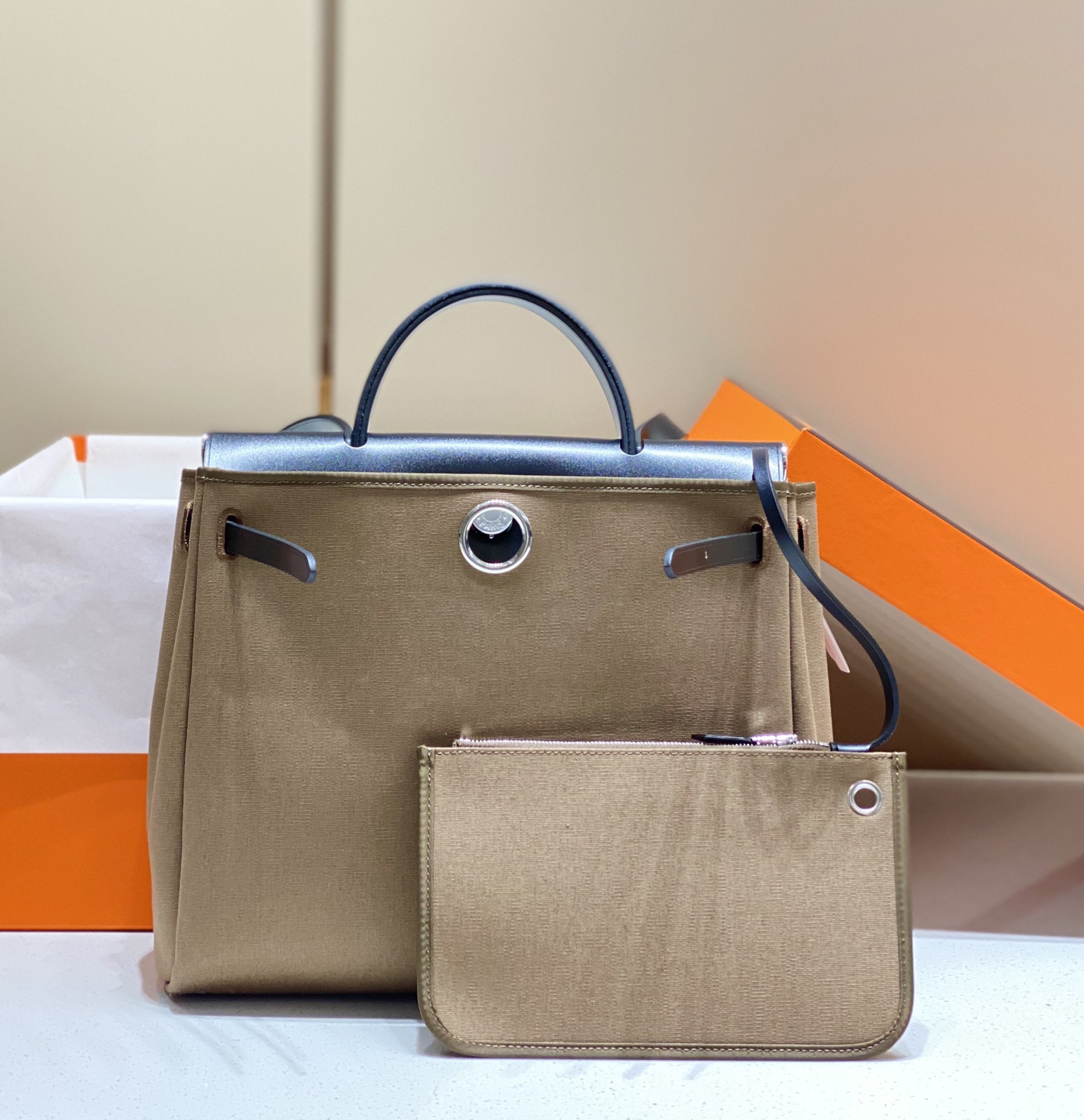 [TOP] HERMES Herbag Zip Handbag 31cm