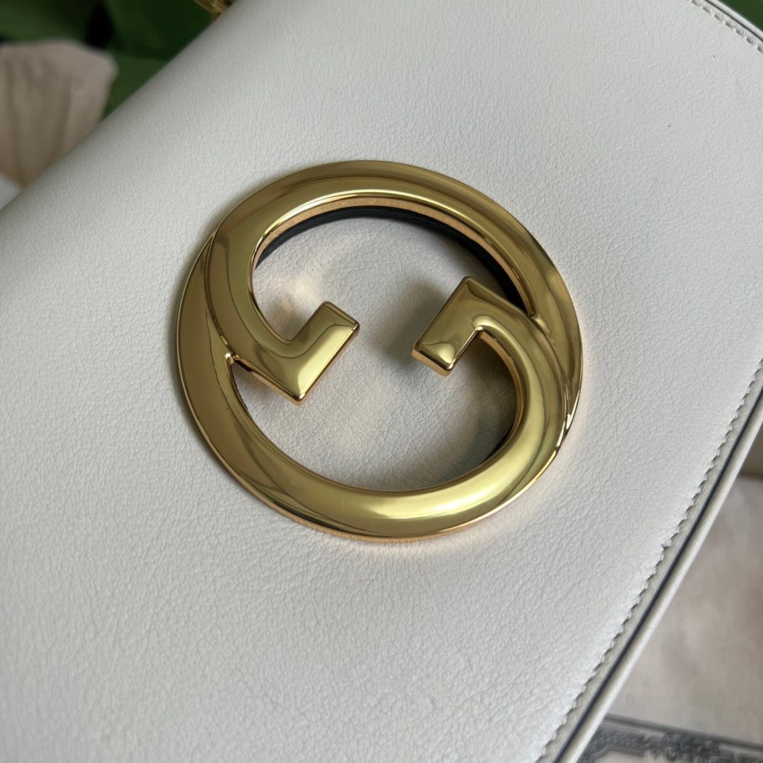 [TOP] GUCCI G*G Blondie Mini Leather Bag 22x13x5.5cm - White