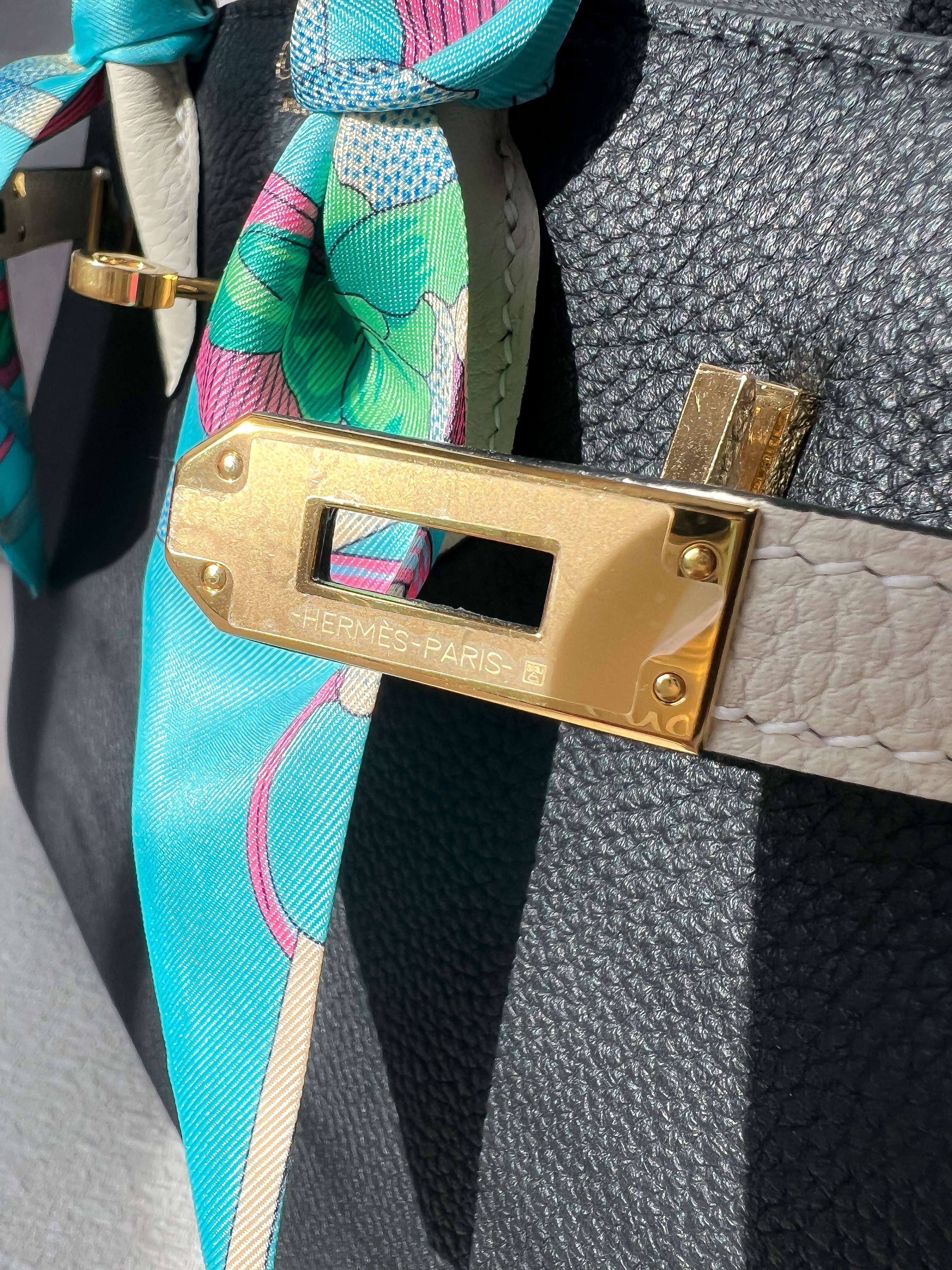 [TOP] HERMES Birkin 2 Tones 25cm - Black and Cream (Customised)