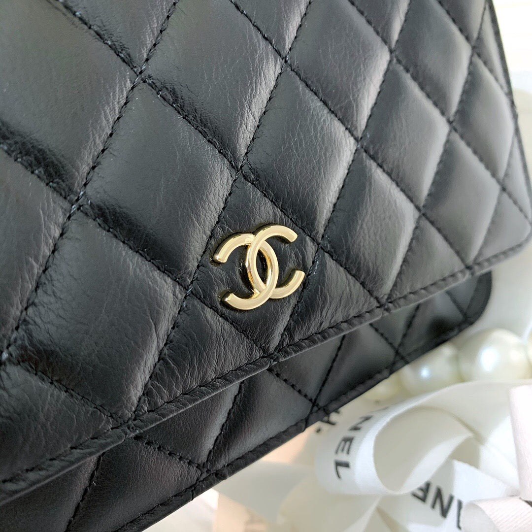 [TOP] CHANEL Classic Flap WOC Pear Chain - Black