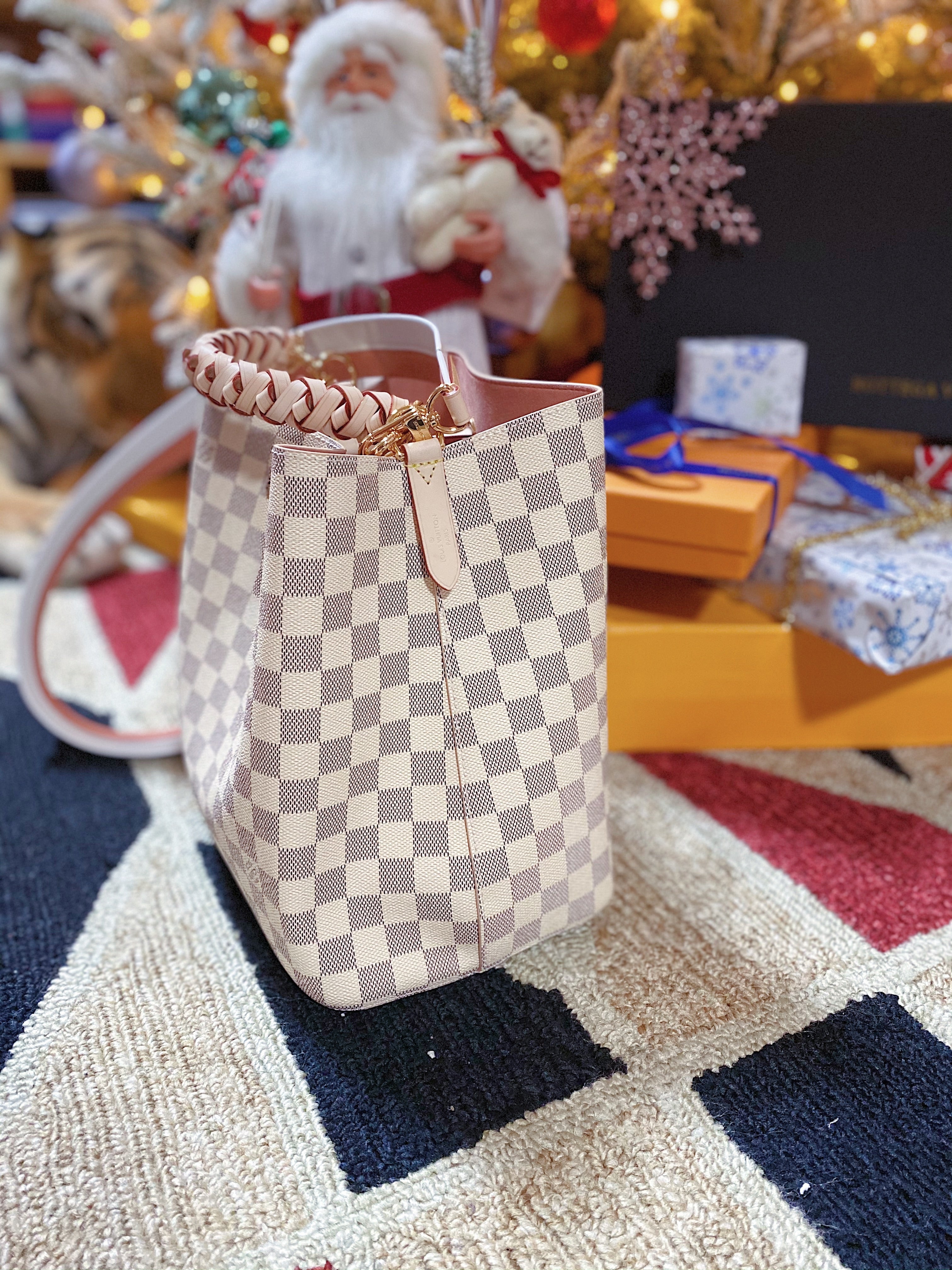 [TOP] Louis Vuitton LV  Noe Bag With Braided Handle 34x26x19cm - Damier Azur