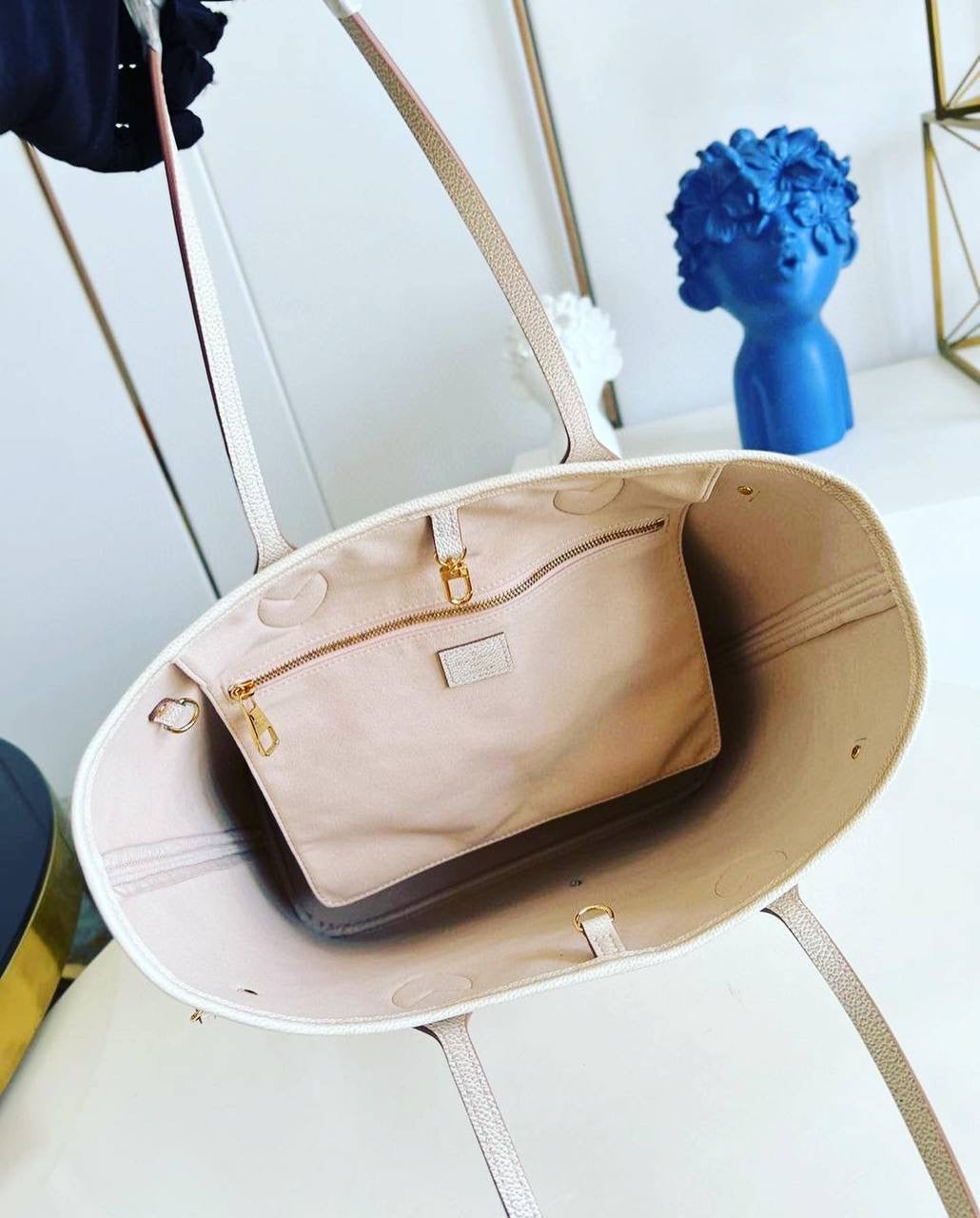 [TOP] Louis Vuitton LV  Neverfull Empreinte MM Bag 32x17x28cm - Beige