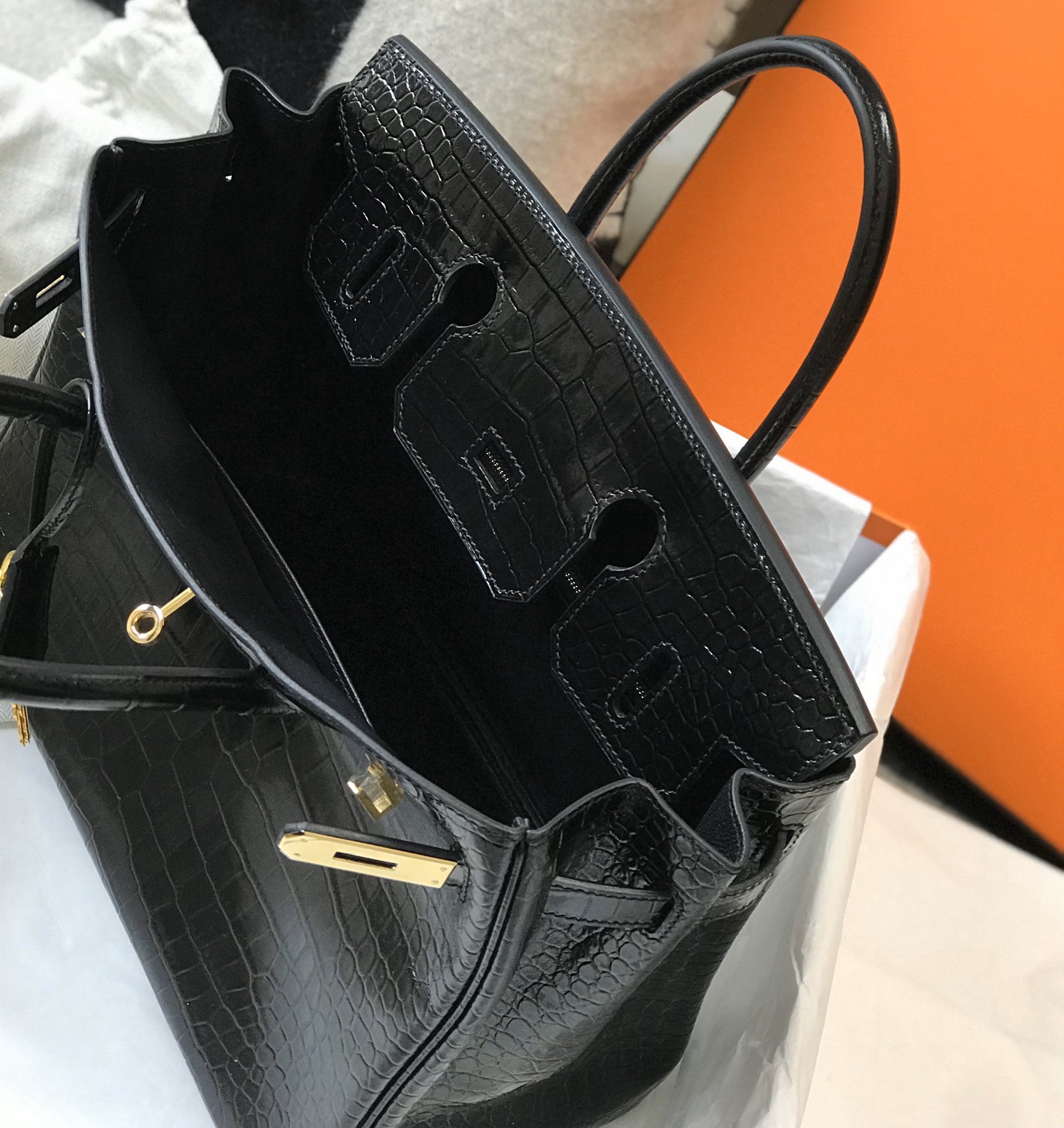 [TOP] HERMES Birkin Crocodile 25CM/30CM- Black & GHW