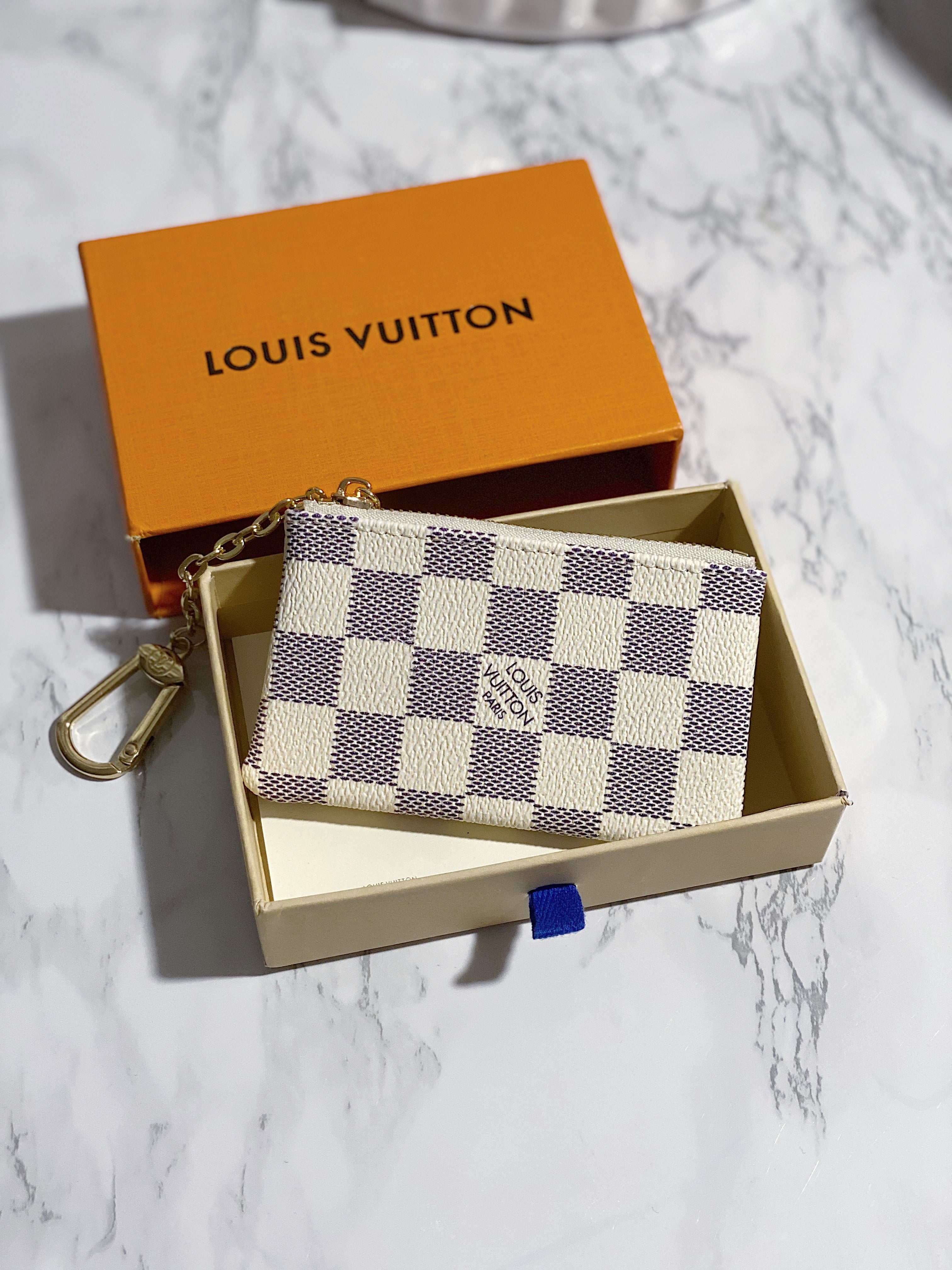 [TOP] Louis Vuitton LV LV Key Pouch - Damier Azur