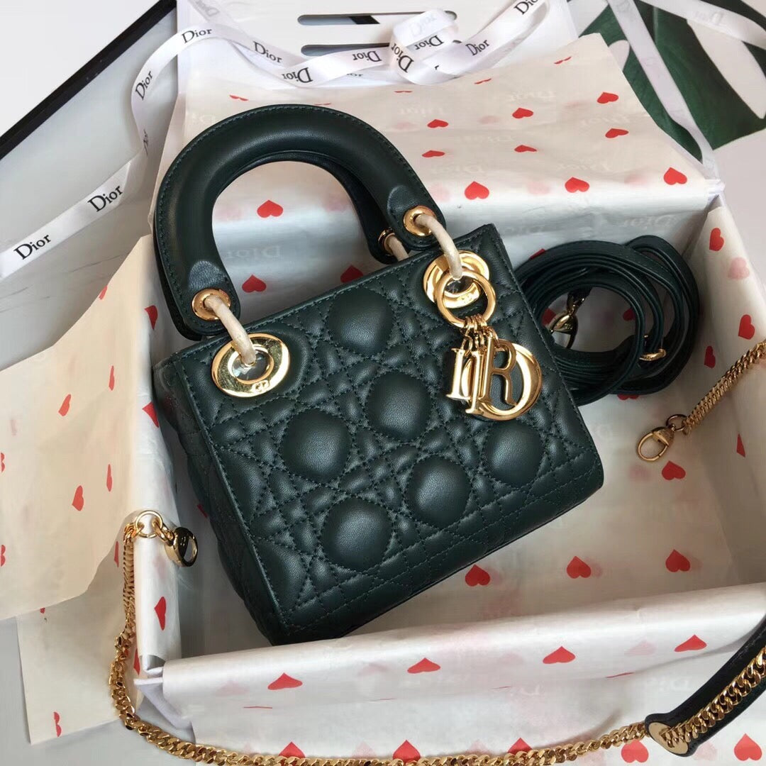 [TOP] Christian Dior Lady Christian Dior Bag Mini - Dark Green