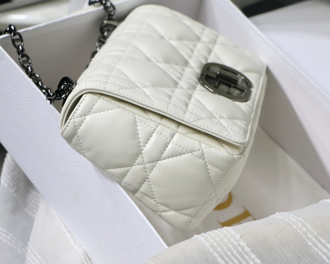 [TOP] Christian Dior CD Medium Caro Bag - White & BHW