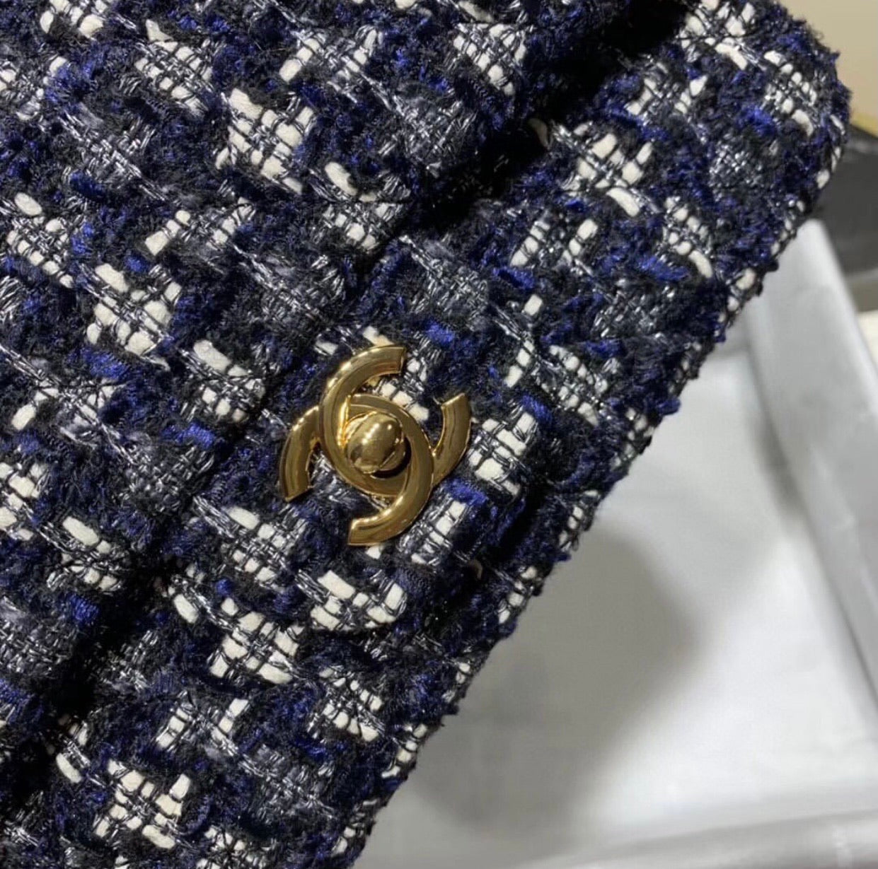 [TOP] CHANEL Classic Flab Bag Tweed Mini 20cm - Black & GHW