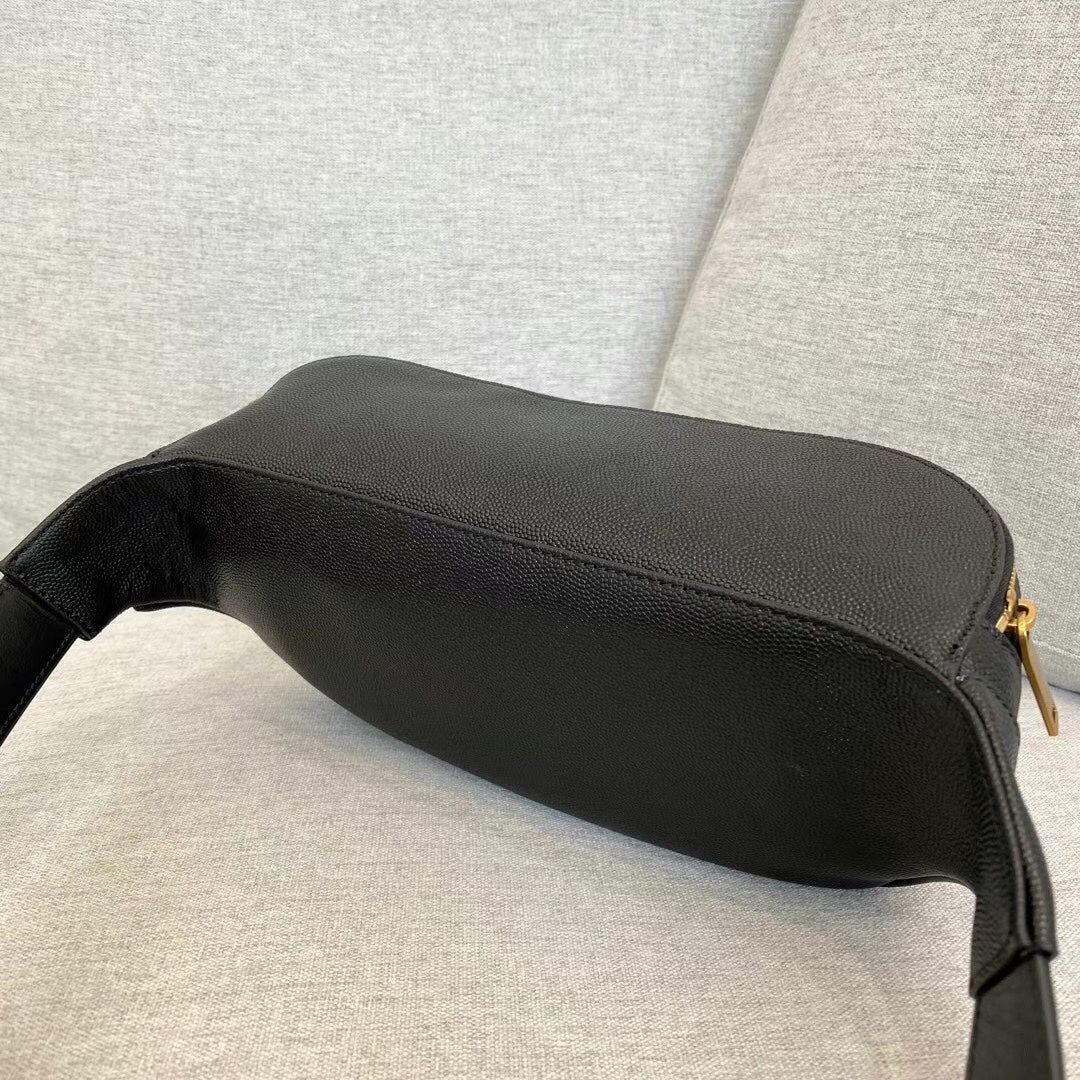 [TOP] Yves Saint Laurent YSL Monogram Belt Bag Caviar Skin - Black w GHW