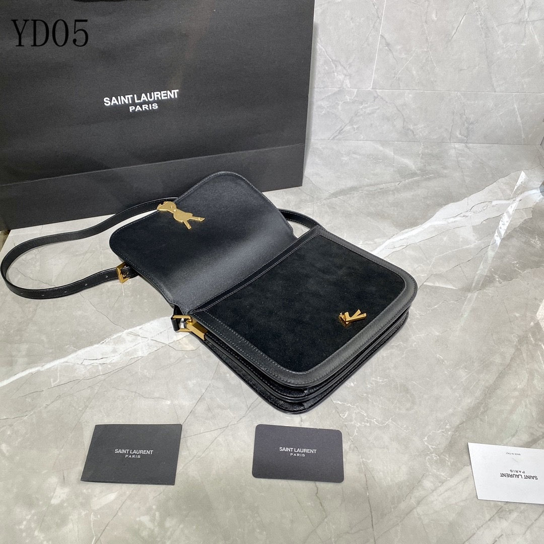 [TOP] Yves Saint Laurent YSL Solferino Small Suede Bag - Black w GHW