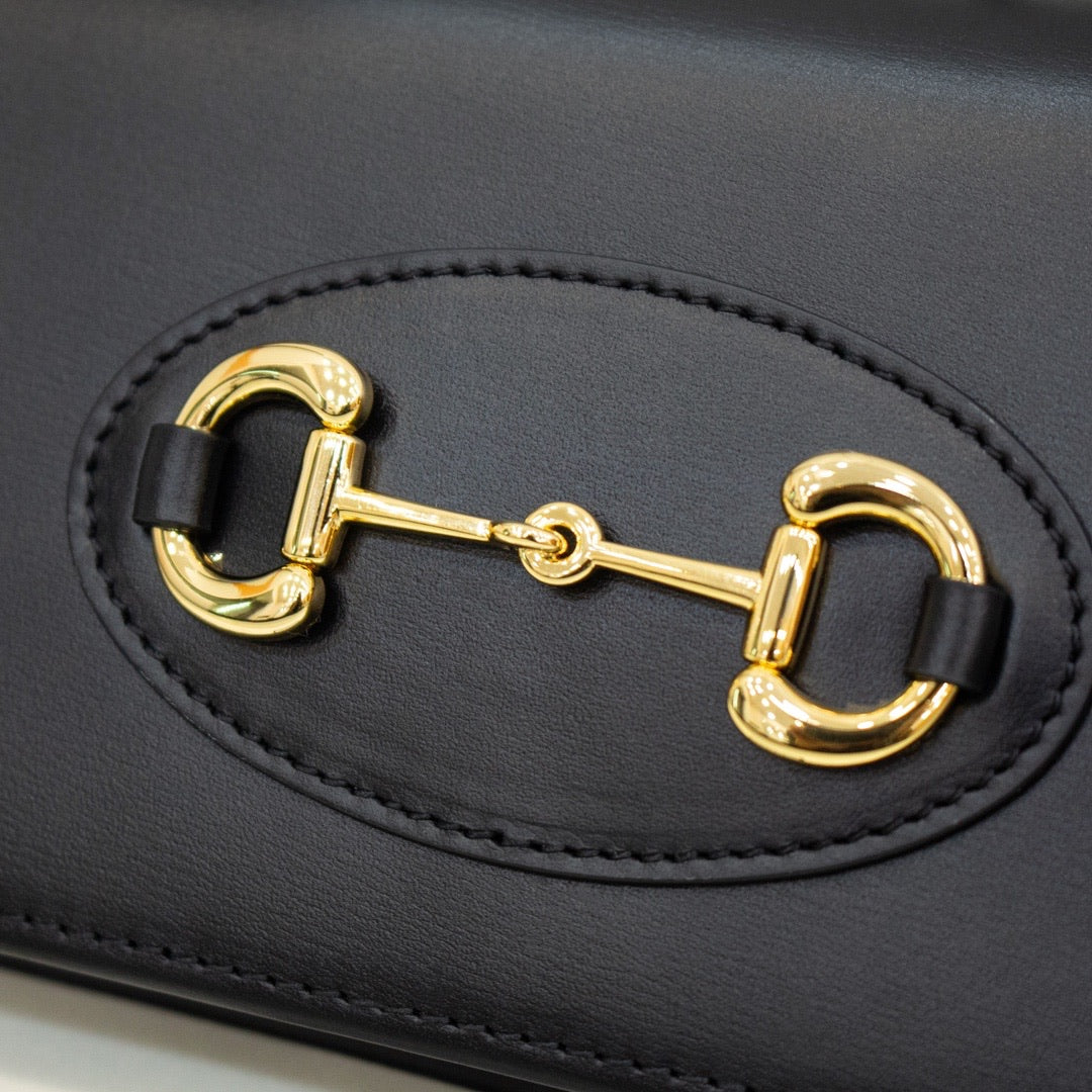 [TOP] GUCCI Horsebit 1955 Wallet With Chain - BLACK