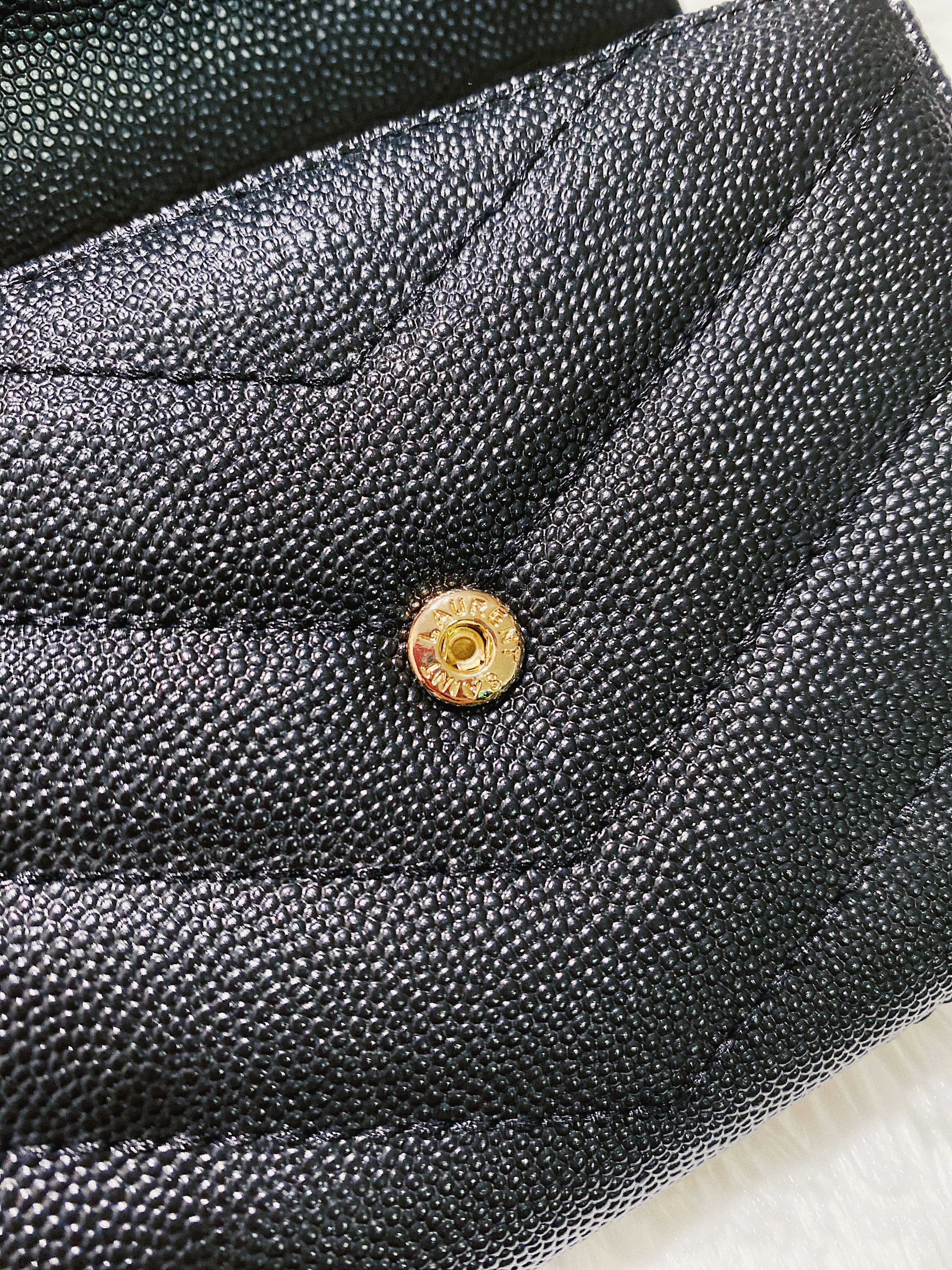 [TOP] Yves Saint Laurent YSL Compact 3 Fold Quilted Leather Wallet