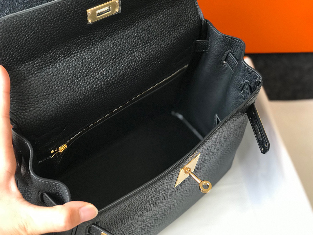[TOP] HERMES Togo Leather Kelly Bag 25cm/28cm/32cm - Black & GHW