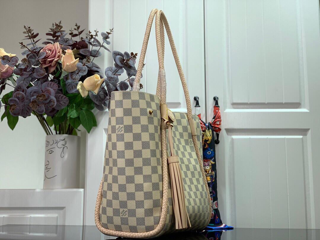 [TOP] Louis Vuitton LV Propriano Damier Azur Shoulder Bag 31cm-Beige