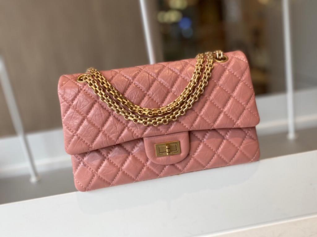 [TOP] CHANEL 2.55 Reissue Flap Bag Medium 24cm - Salmon Pink &GHW