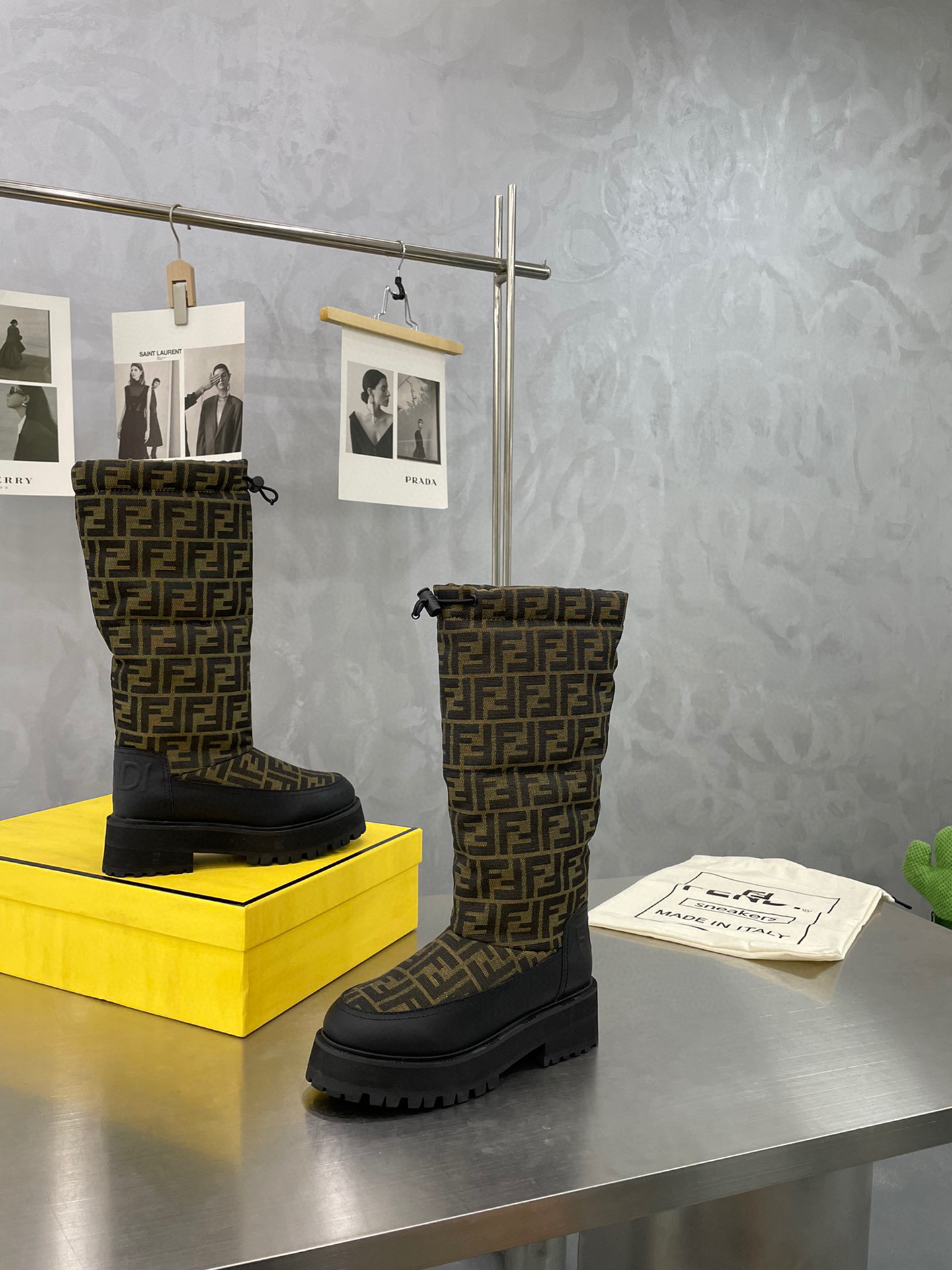 [TOP] FENDI Monogram Quilted Boots