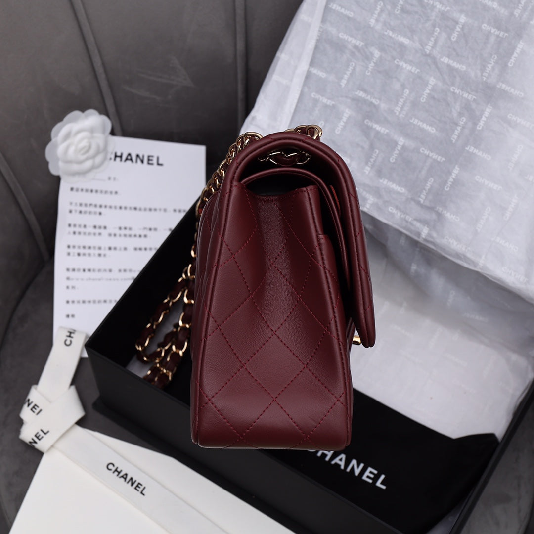 [TOP] CHANEL Classic Flap Bag 25cm/Jumbo 30cm - Burgundy & GHW