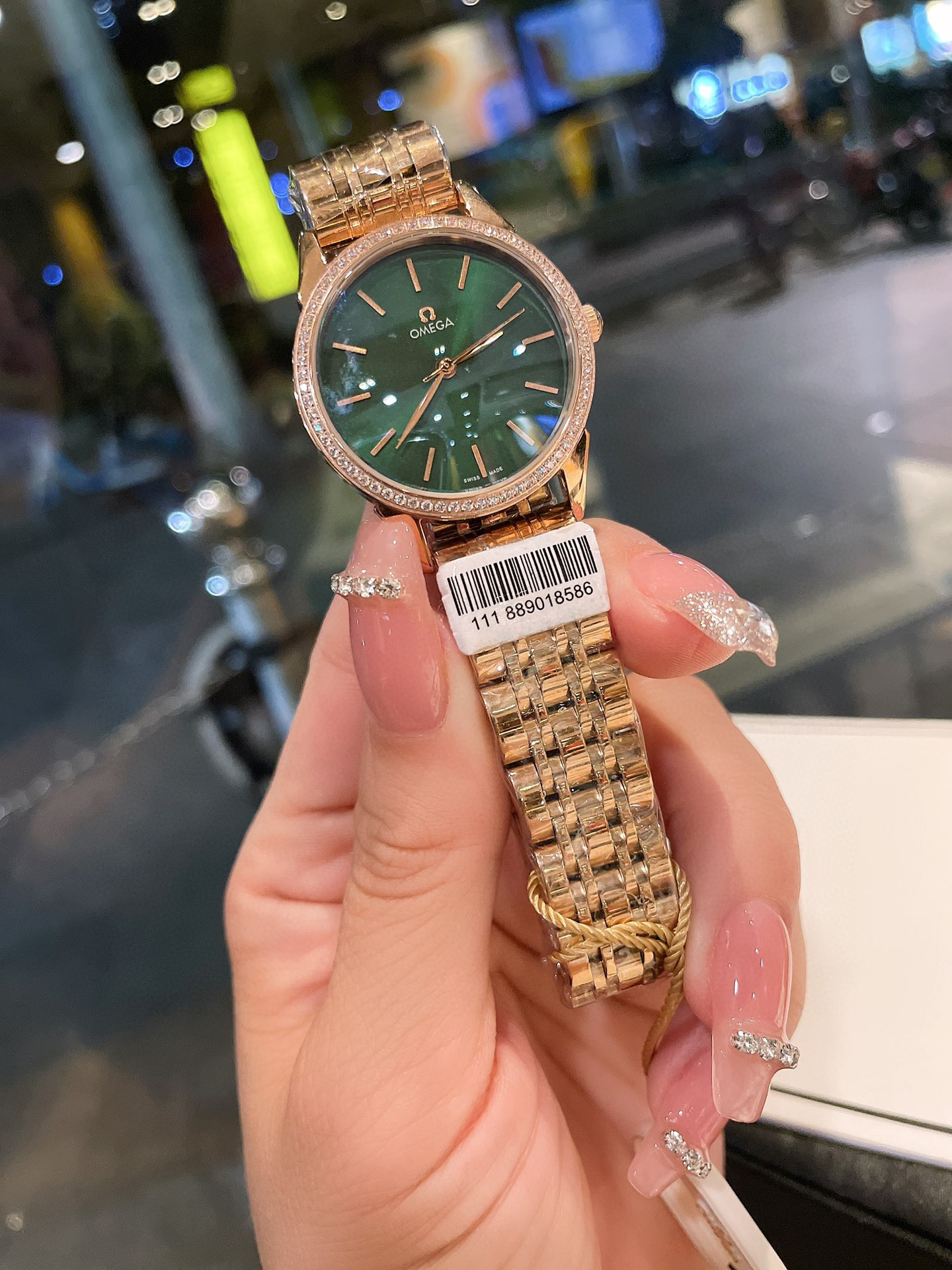 [TOP] OMEGA Green Dial Lady Watch 34mm - Gold/White Gold
