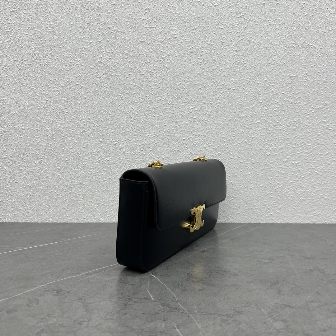 [TOP] CELINE Triomphe Bag 33-13-5 - GHW&SHW - Black