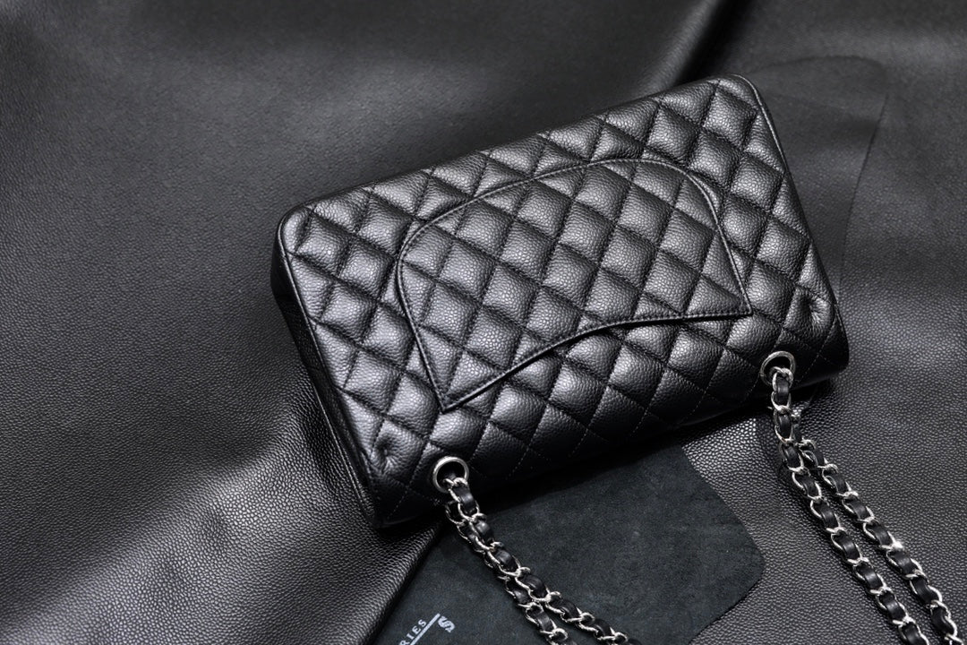 [TOP] CHANEL Classic Flap Bag Caviar Medium 25.5cm – Black & SHW