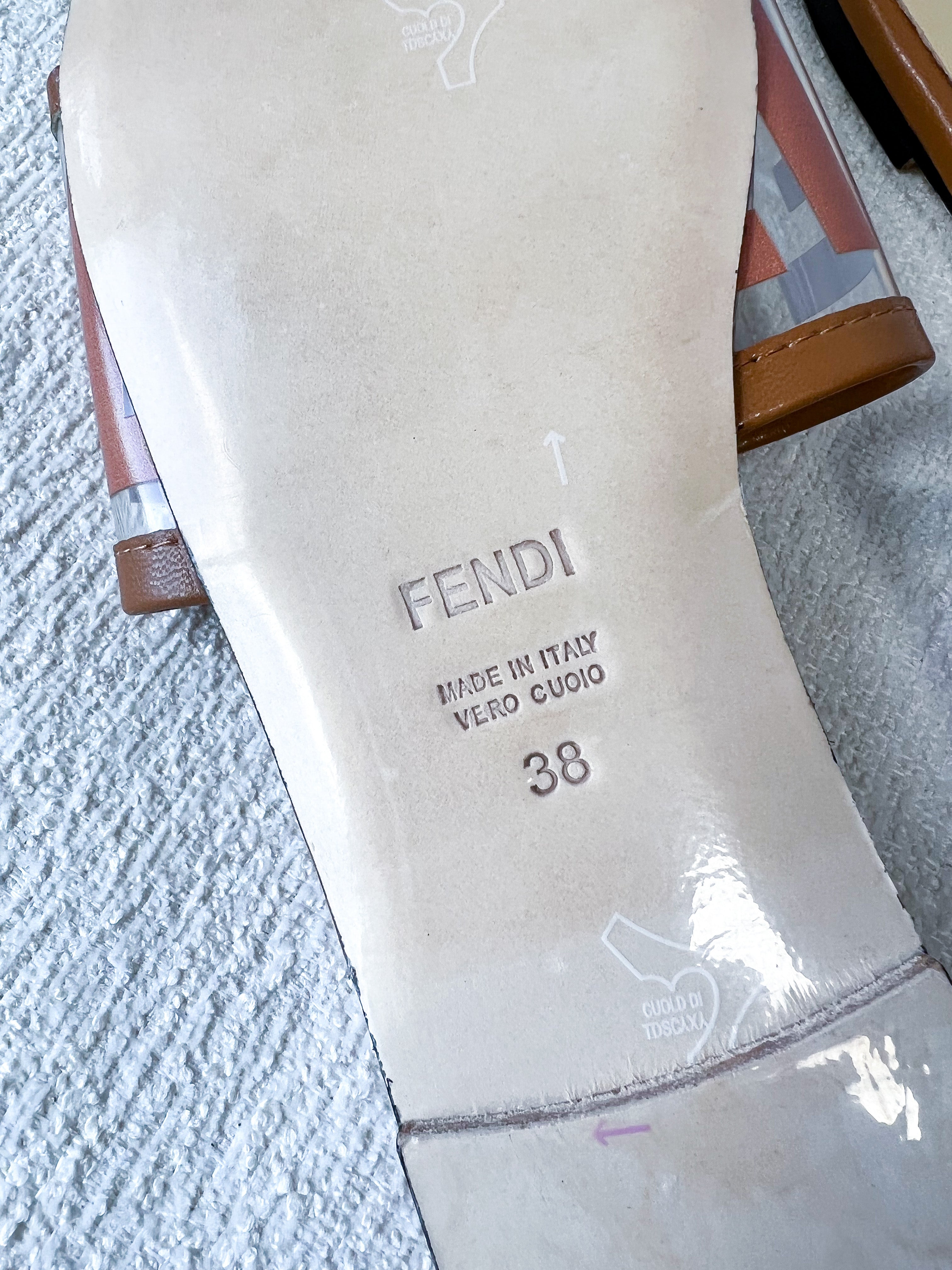 [TOP] FENDI FENDI Clear Slides - Brown