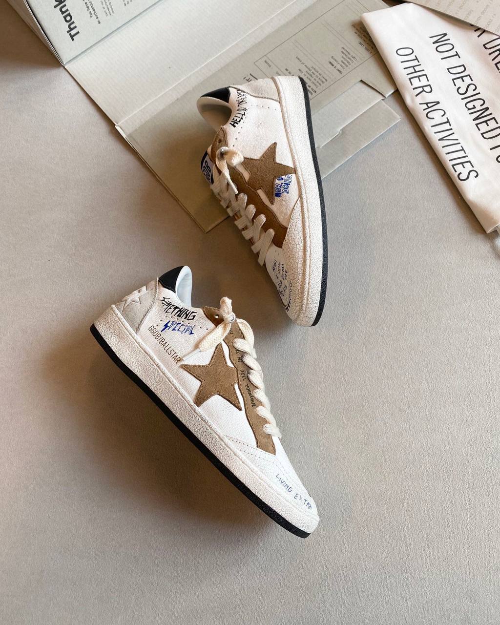 [TOP] GGDB Ball Star Sneakers Suede Star - White, Tobaco and Black