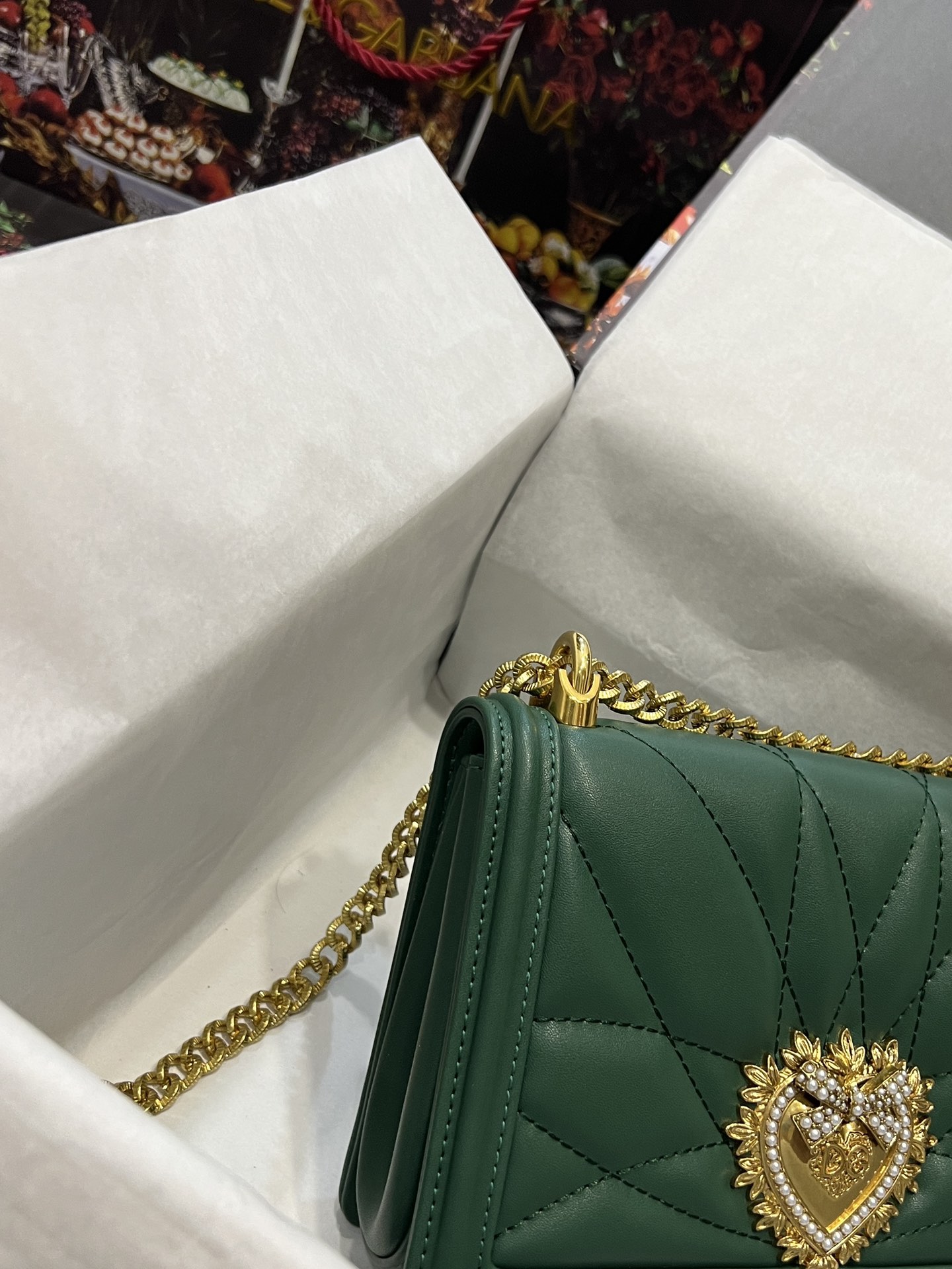 [TOP] Dolce & Gabbana D&G Nappa Leather Devotion Bag 21cm/26cm - Green