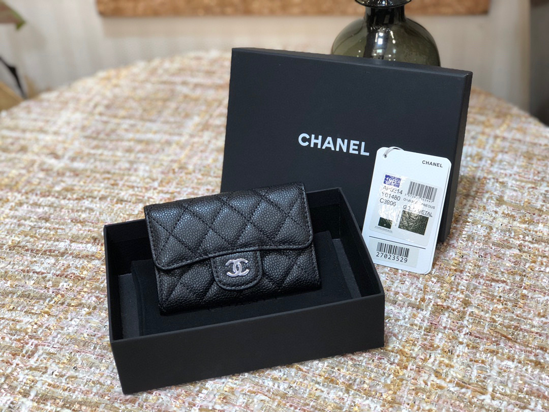 [TOP]CHANEL Classic Flap Cardholder Black 11x7cm - 4 Types