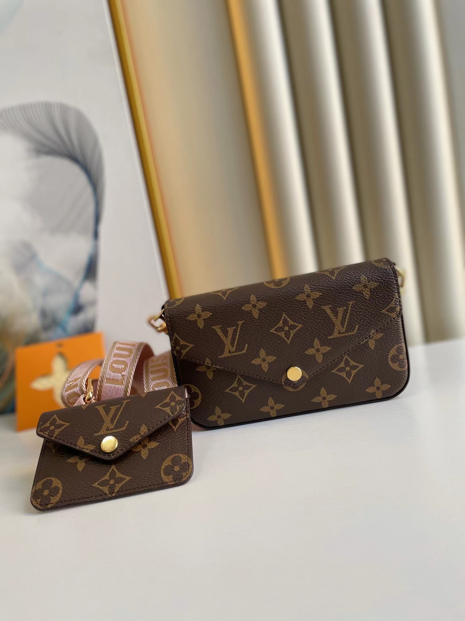 [TOP] Louis Vuitton LV Felicie Strap & Go Monogram 17×10×4cm - PINK/Green