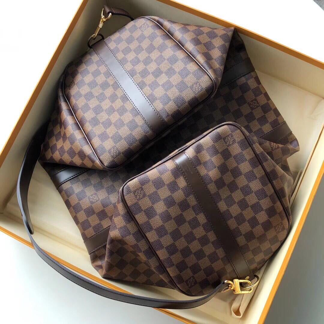 [TOP] Louis Vuitton LV Loui$ Vu!tt0n Keepall Bandouliere Travel Bag 50CM - Damier Ebene