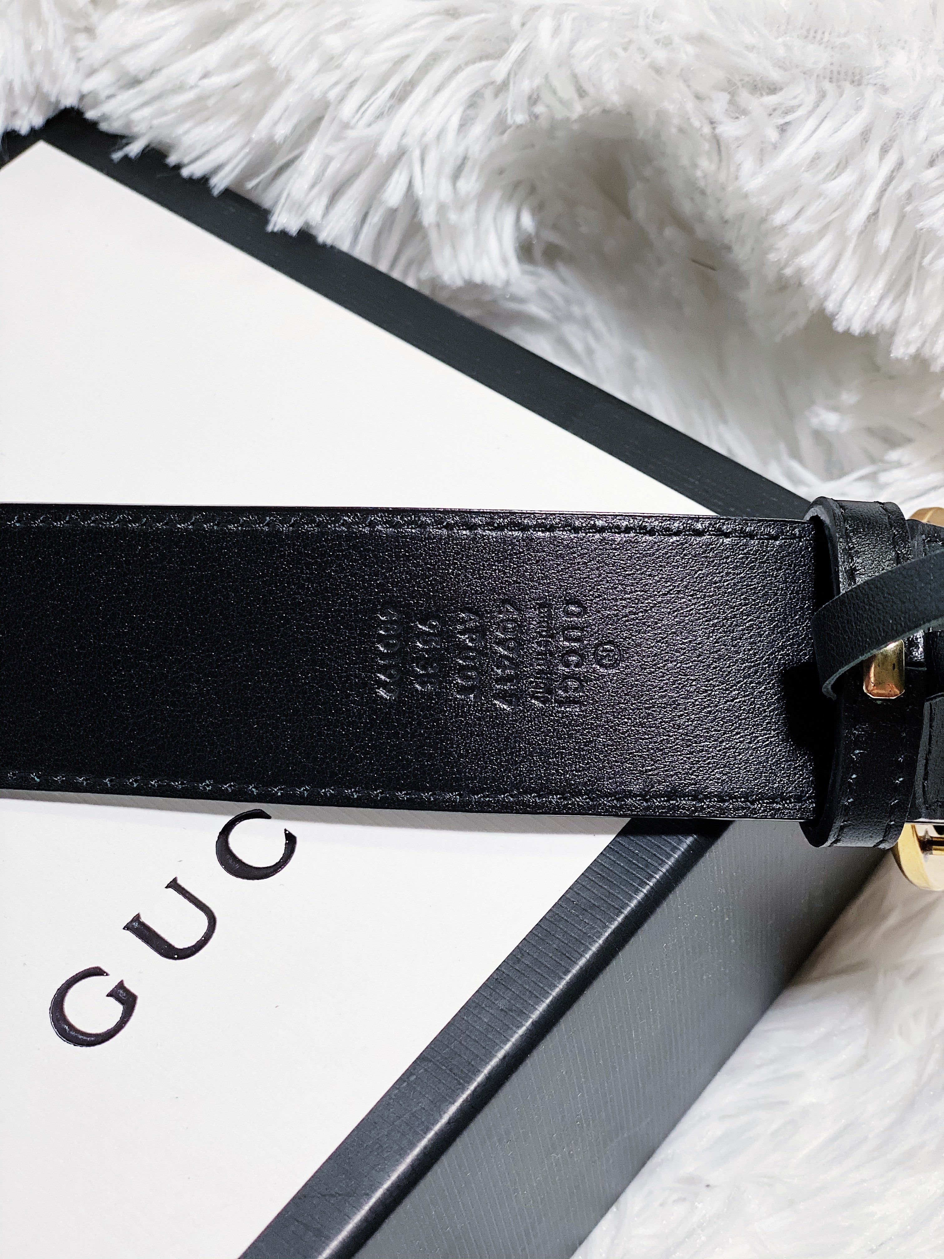 [TOP] GUCCI GG Buckle Leather Belt 3.8cm - BLACK