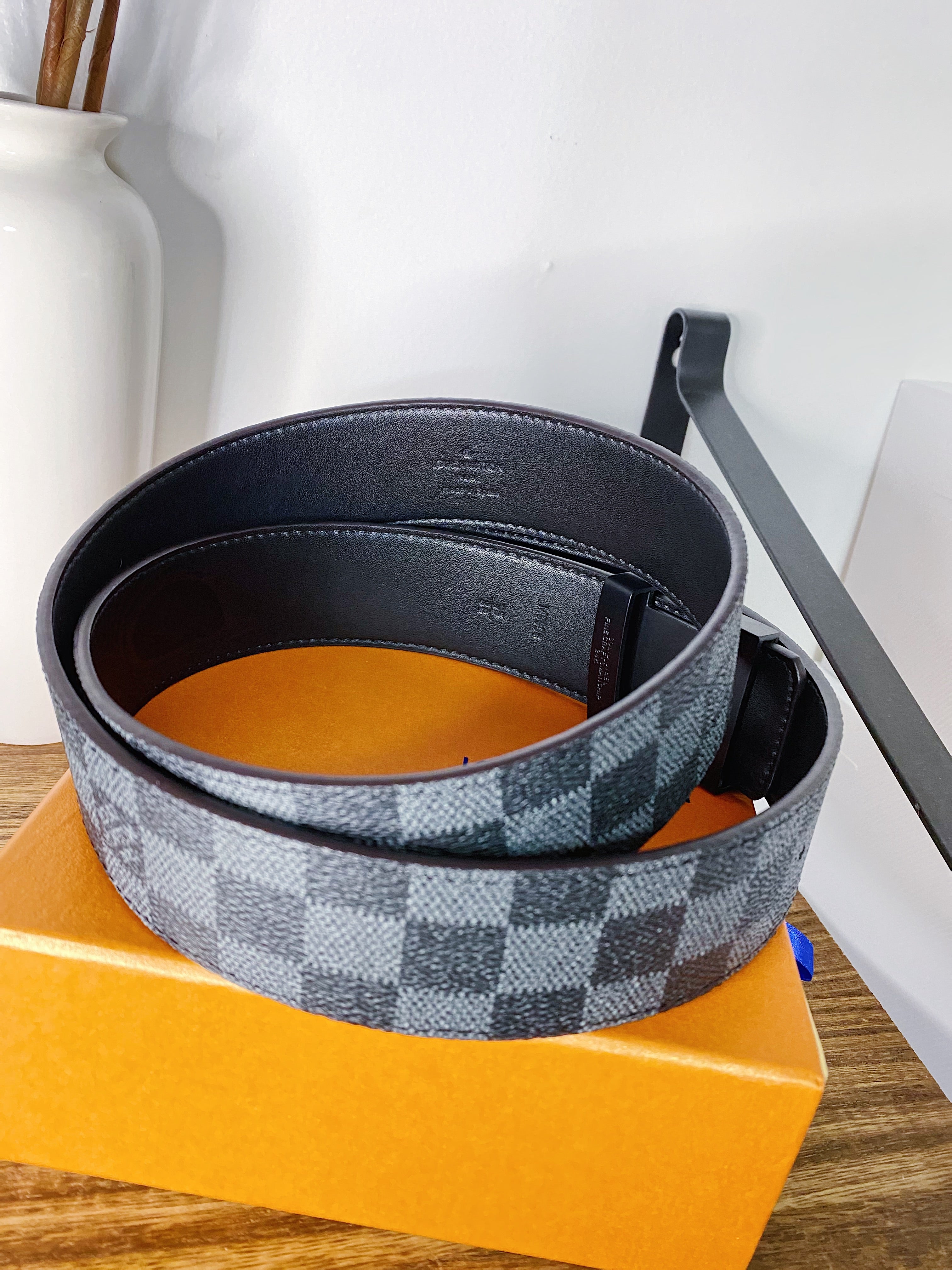 [TOP] Louis Vuitton LV LV Belt Initials Damier Graphite - BLACK