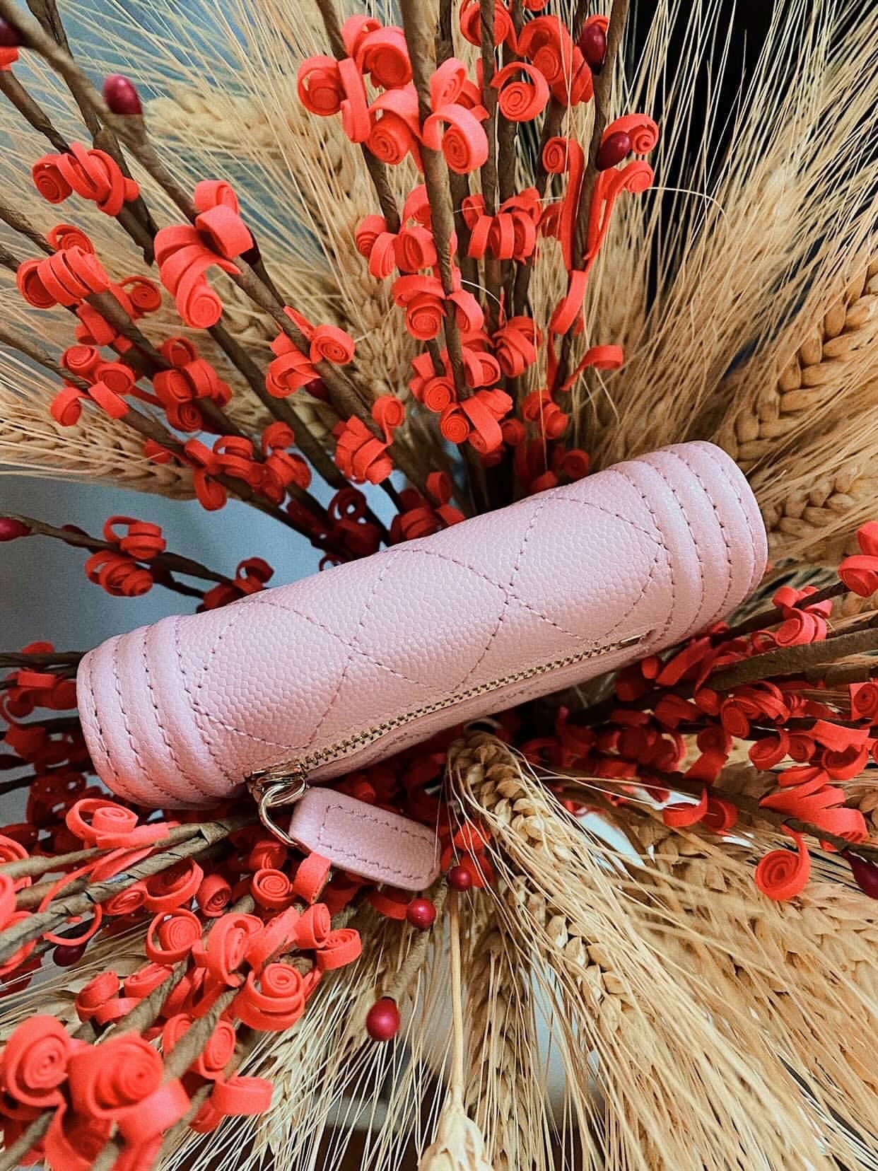 [TOP] CHANEL Trifold Caviar Wallet - Pink & GHW